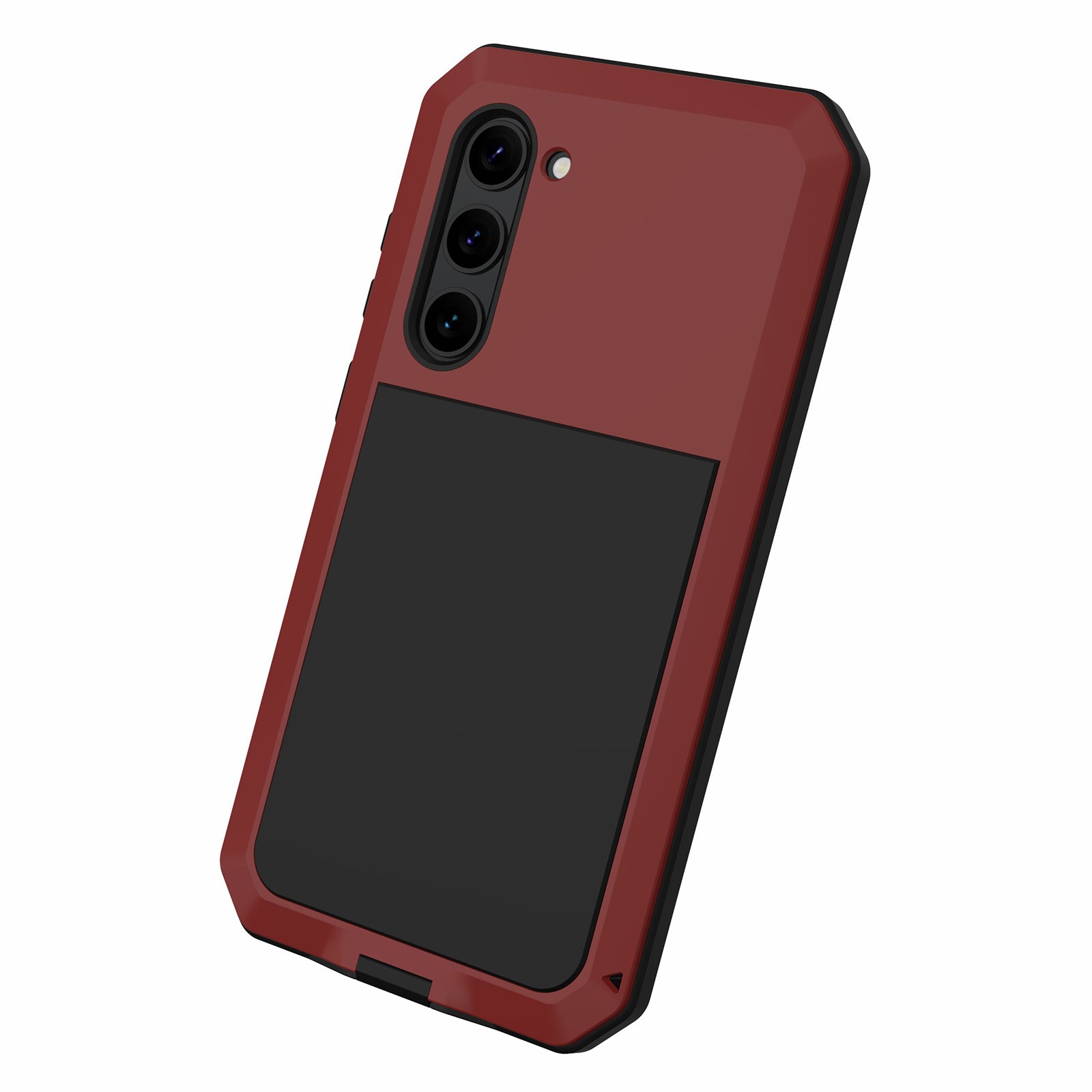 For Samsung Galaxy S23 Silicone Metal Mobile Phone Case Anti-scratch Protective Phone Back Cover with Tempered Glass Film