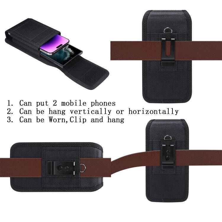 For iPhone 14 Plus/14 Pro Max/Samsung Galaxy S23/S23 Ultra Phone Waist Pouch Oxford Cloth Belt Loop Back Clip Phone Bag