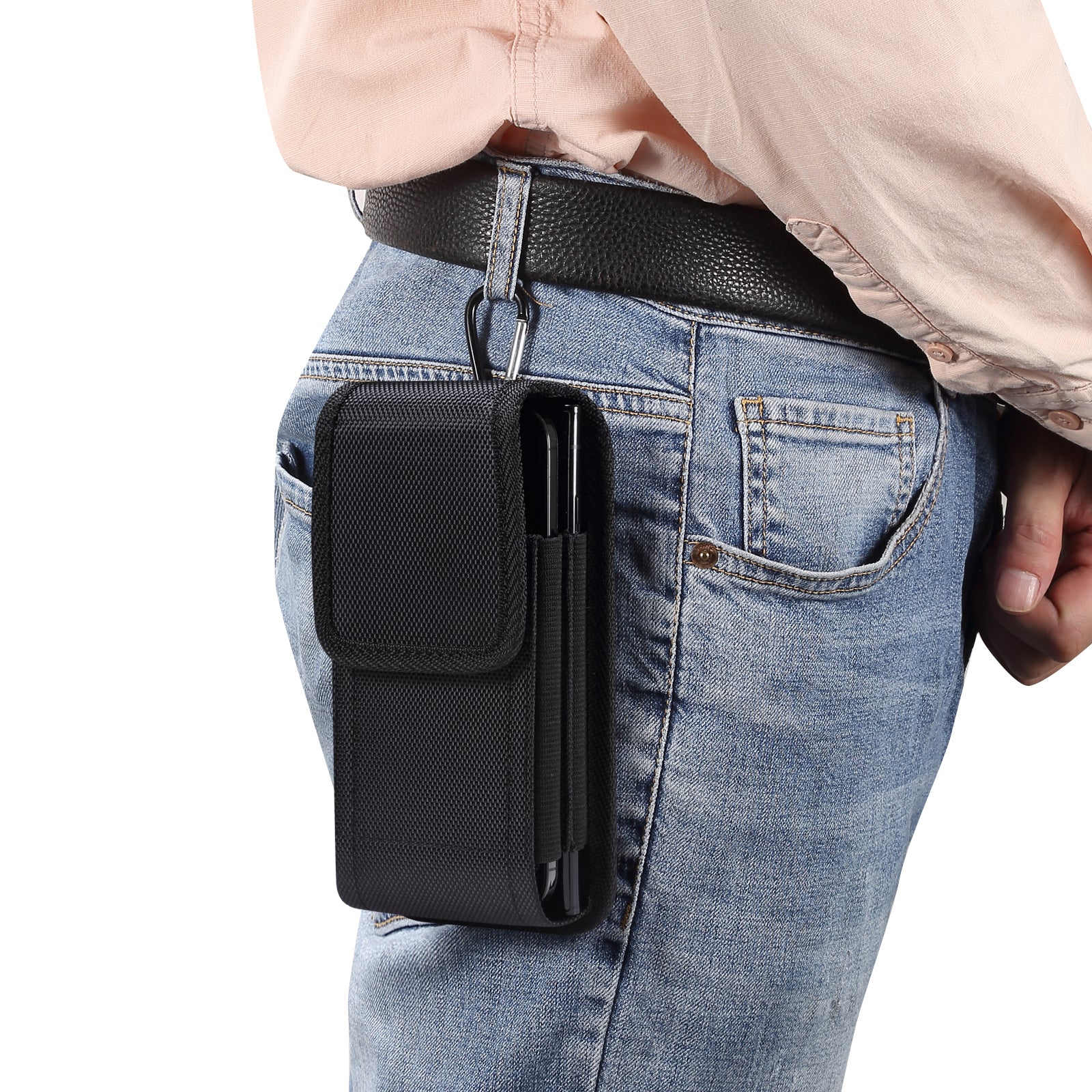 For iPhone 14 Plus/14 Pro Max/Samsung Galaxy S23/S23 Ultra Phone Waist Pouch Oxford Cloth Belt Loop Back Clip Phone Bag