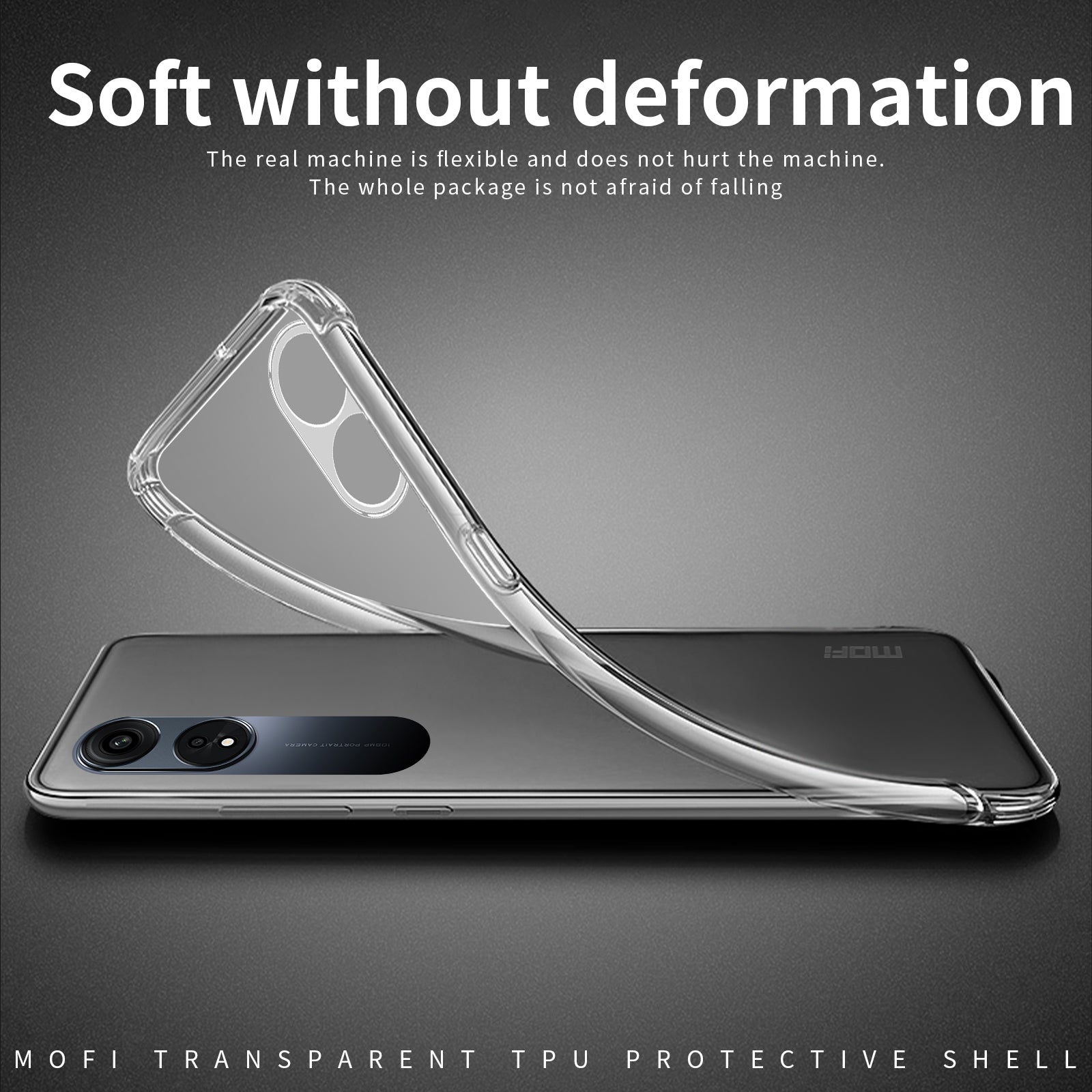 MOFI Anti-yellowing Phone Case for Oppo A1 Pro 5G/Reno8 T 5G Drop-proof Transparent Anti-shock Soft TPU Mobile Phone Cover