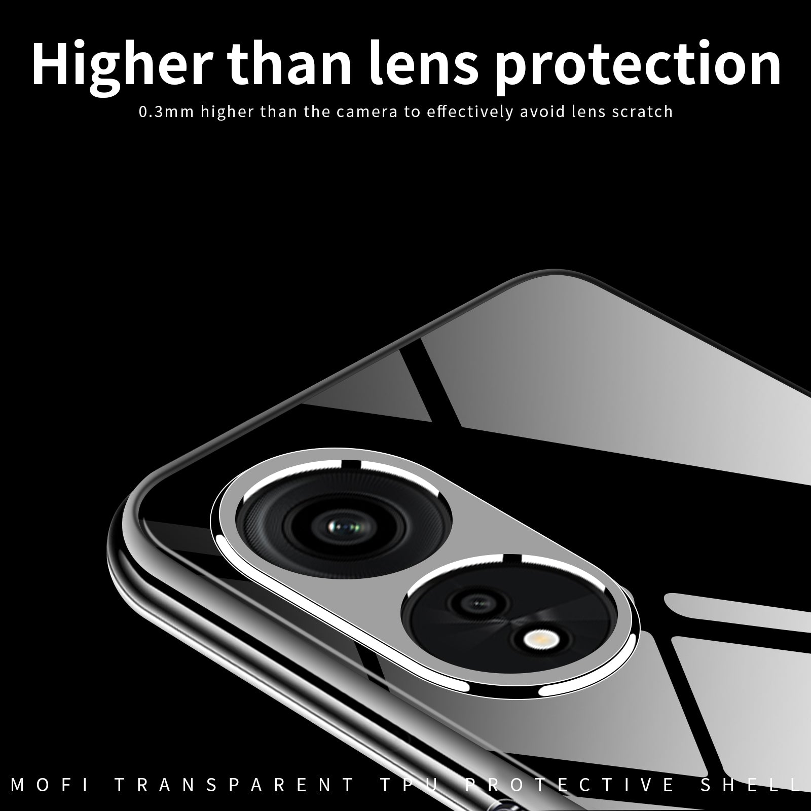MOFI Anti-yellowing Phone Case for Oppo A1 Pro 5G/Reno8 T 5G Drop-proof Transparent Anti-shock Soft TPU Mobile Phone Cover