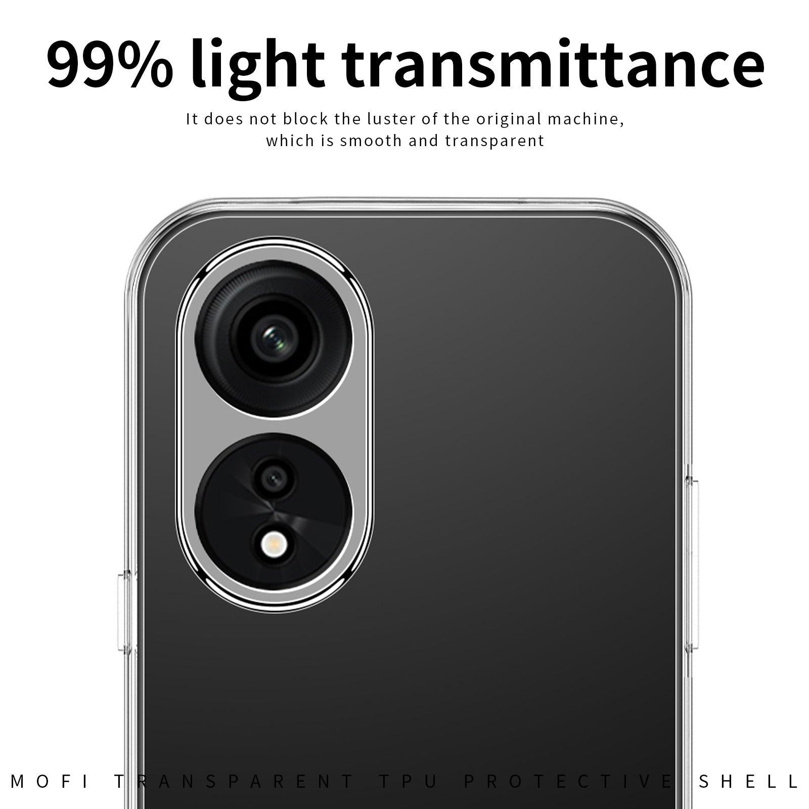 MOFI Anti-yellowing Phone Case for Oppo A1 Pro 5G/Reno8 T 5G Drop-proof Transparent Anti-shock Soft TPU Mobile Phone Cover