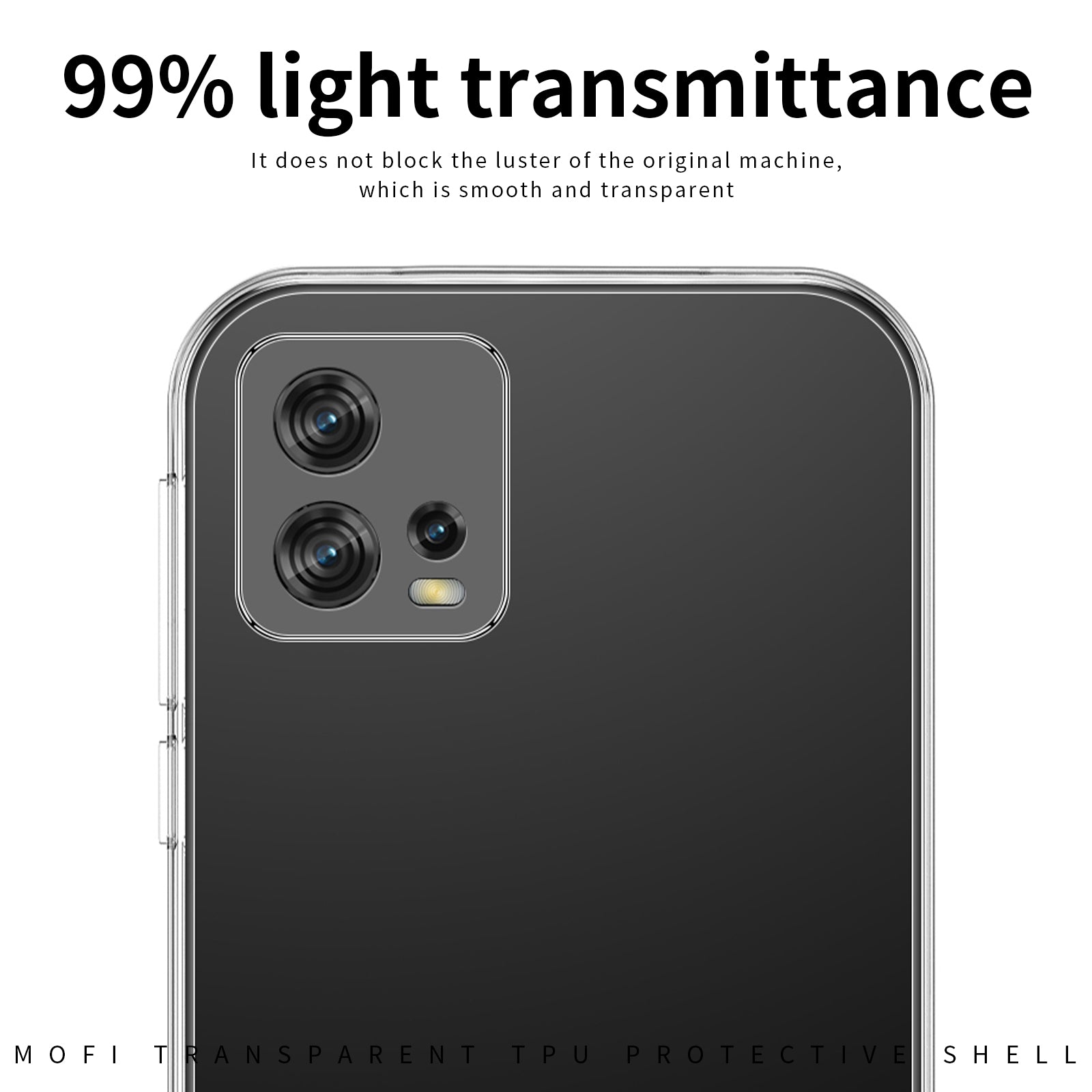 MOFI Transparent Soft TPU Phone Case for Motorola Moto G72 4G Anti-scratch Shockproof Mobile Phone Back Cover