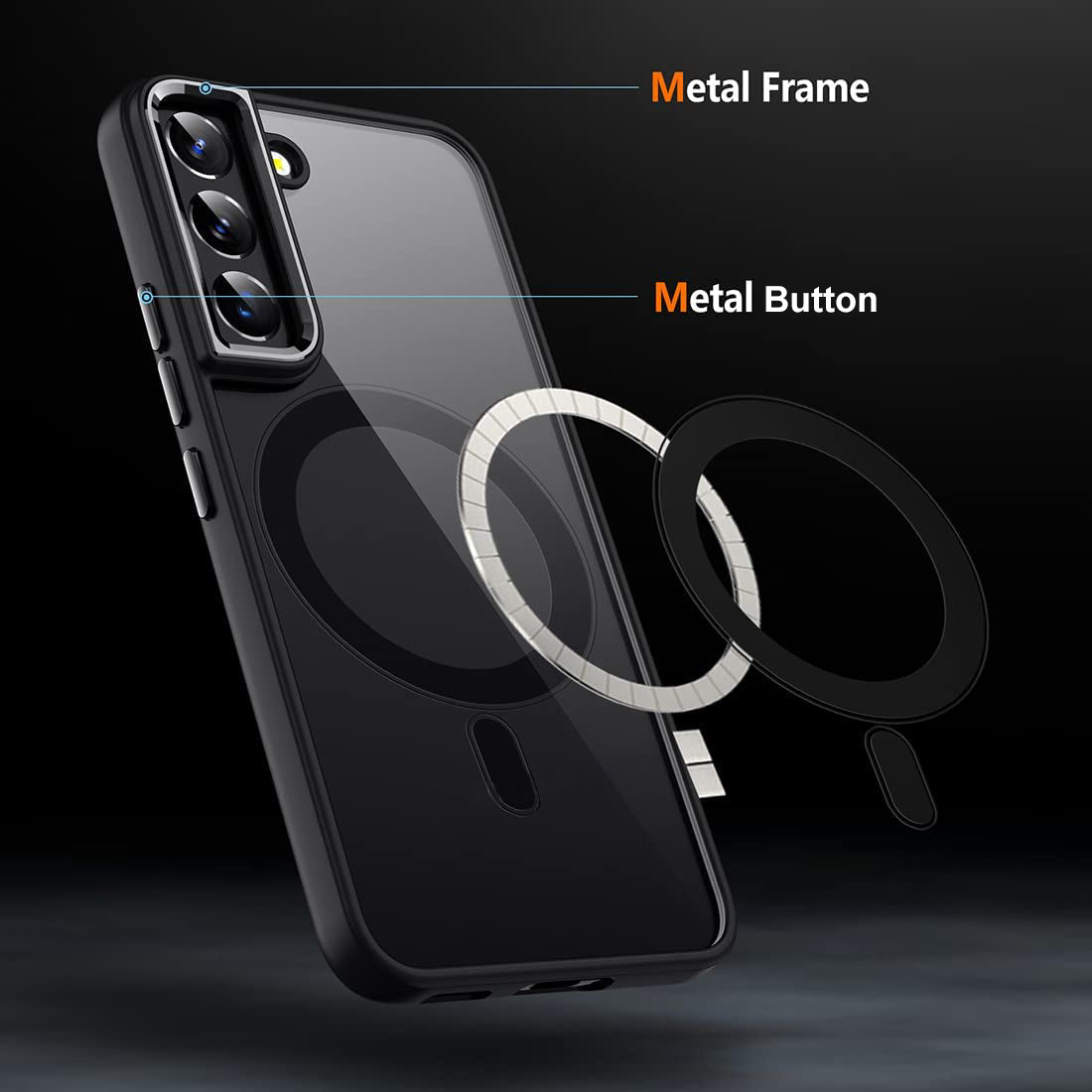 For Samsung Galaxy S23 Magnetic Phone Case Transparent Acrylic Back TPU Frame Phone Cover