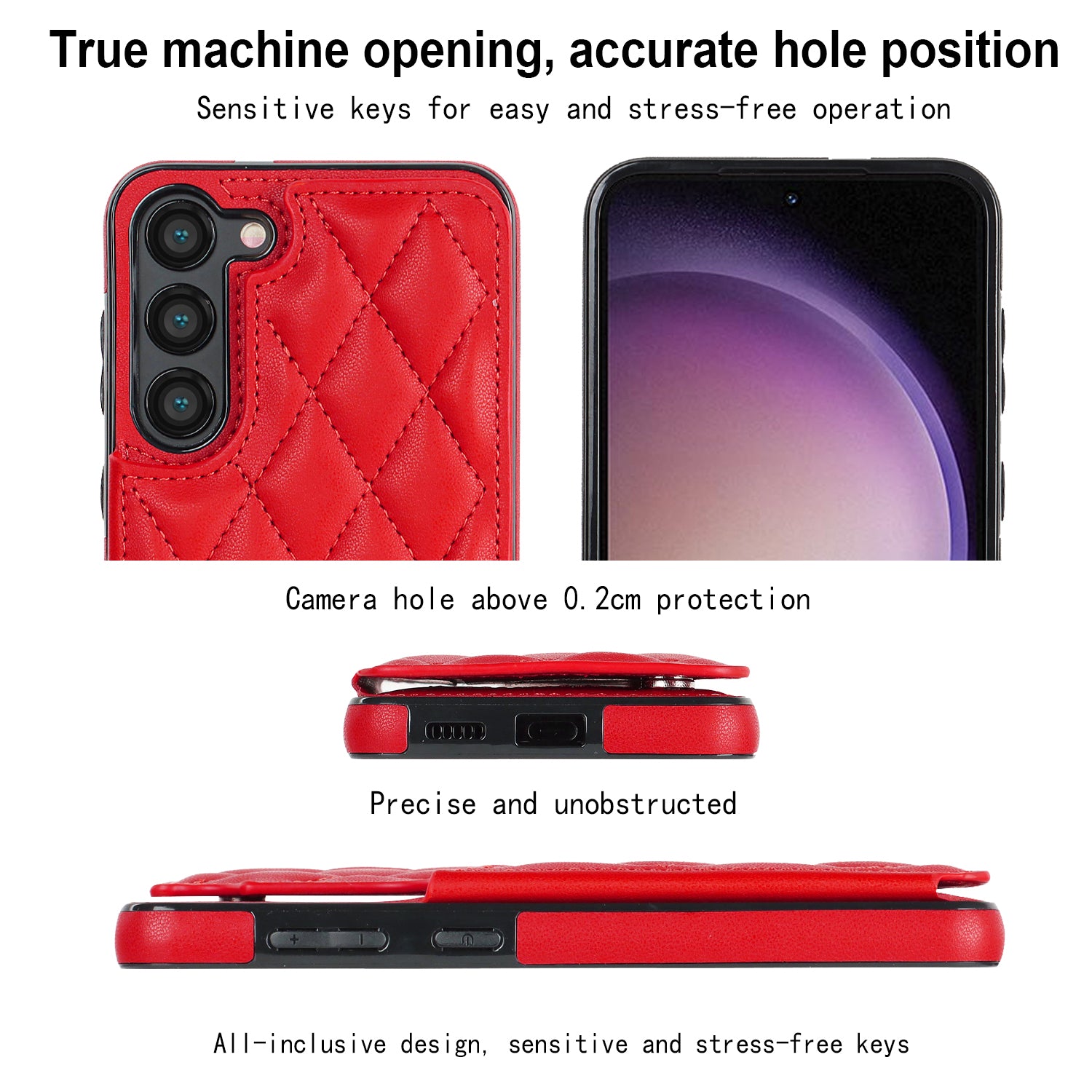 PU Leather TPU Phone Case for Samsung Galaxy S23 Kickstand Card Holder Magnetic Button Phone Cover
