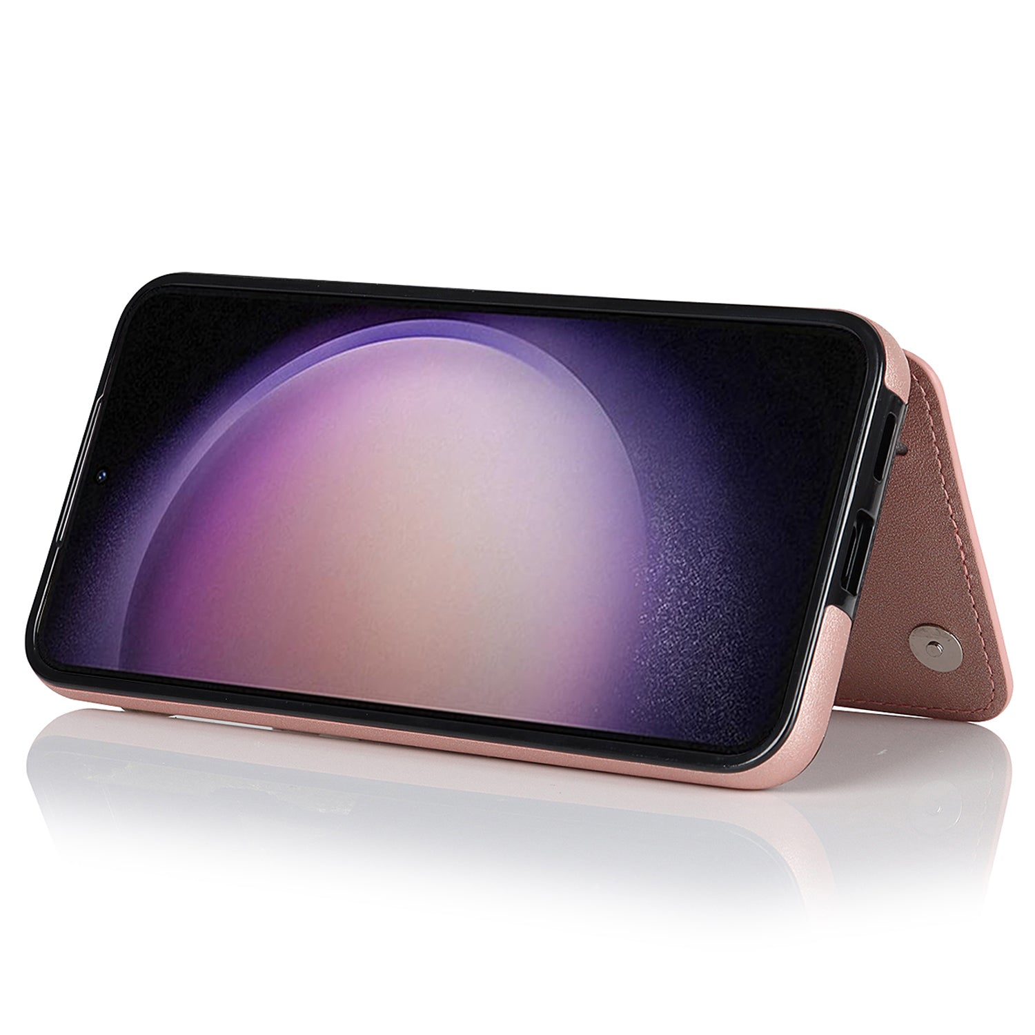 PU Leather TPU Phone Case for Samsung Galaxy S23 Kickstand Card Holder Magnetic Button Phone Cover