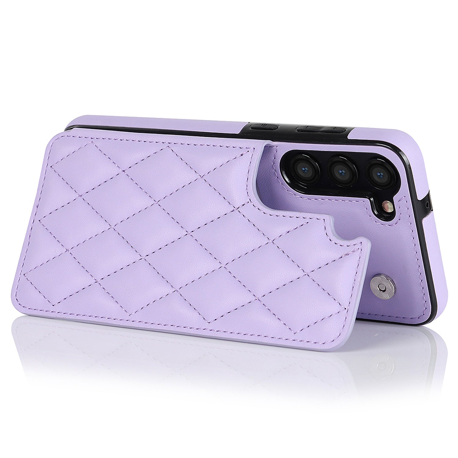 PU Leather TPU Phone Case for Samsung Galaxy S23 Kickstand Card Holder Magnetic Button Phone Cover