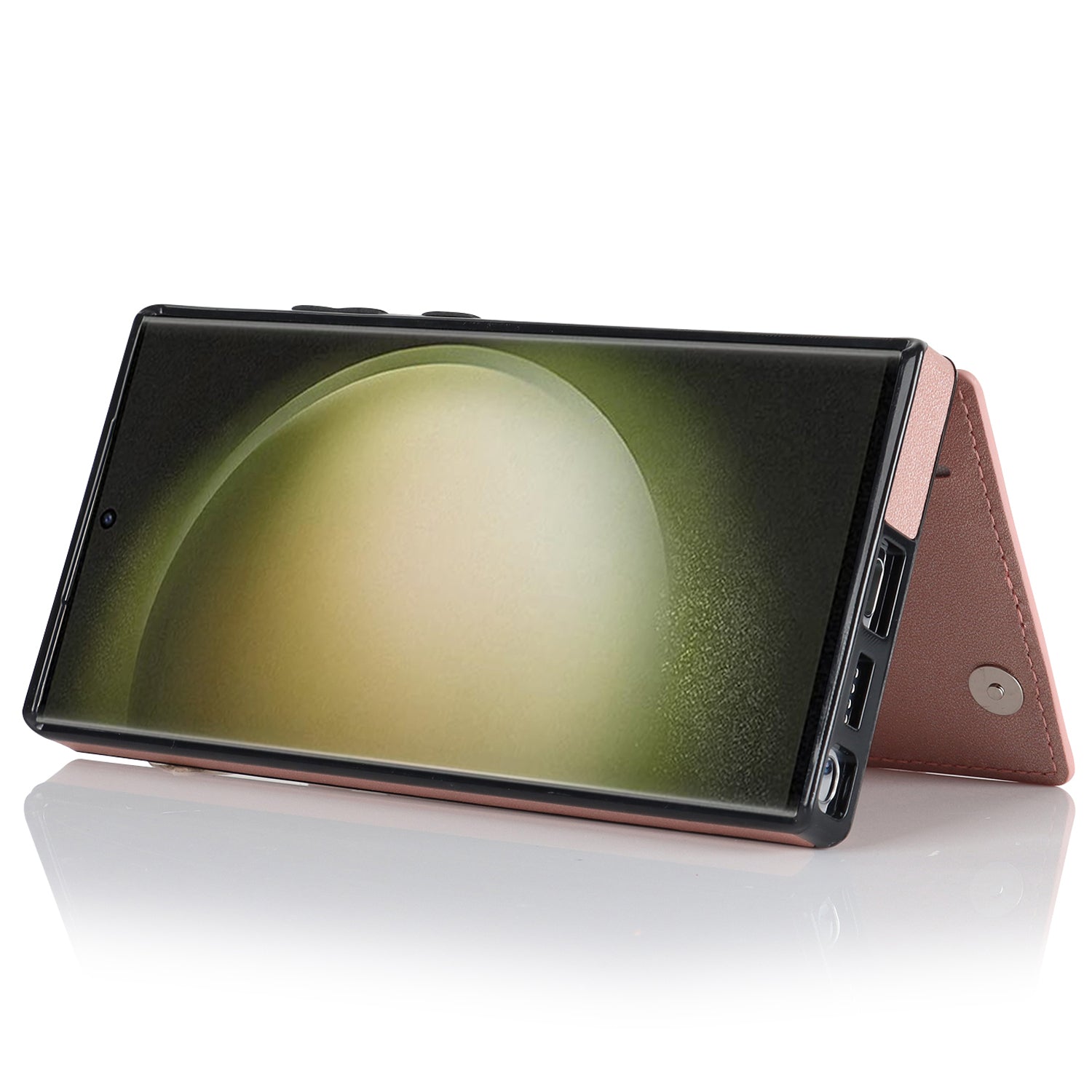 PU Leather TPU Mobile Case for Samsung Galaxy S23 Ultra Magnetic Button Kickstand Card Holder Phone Cover