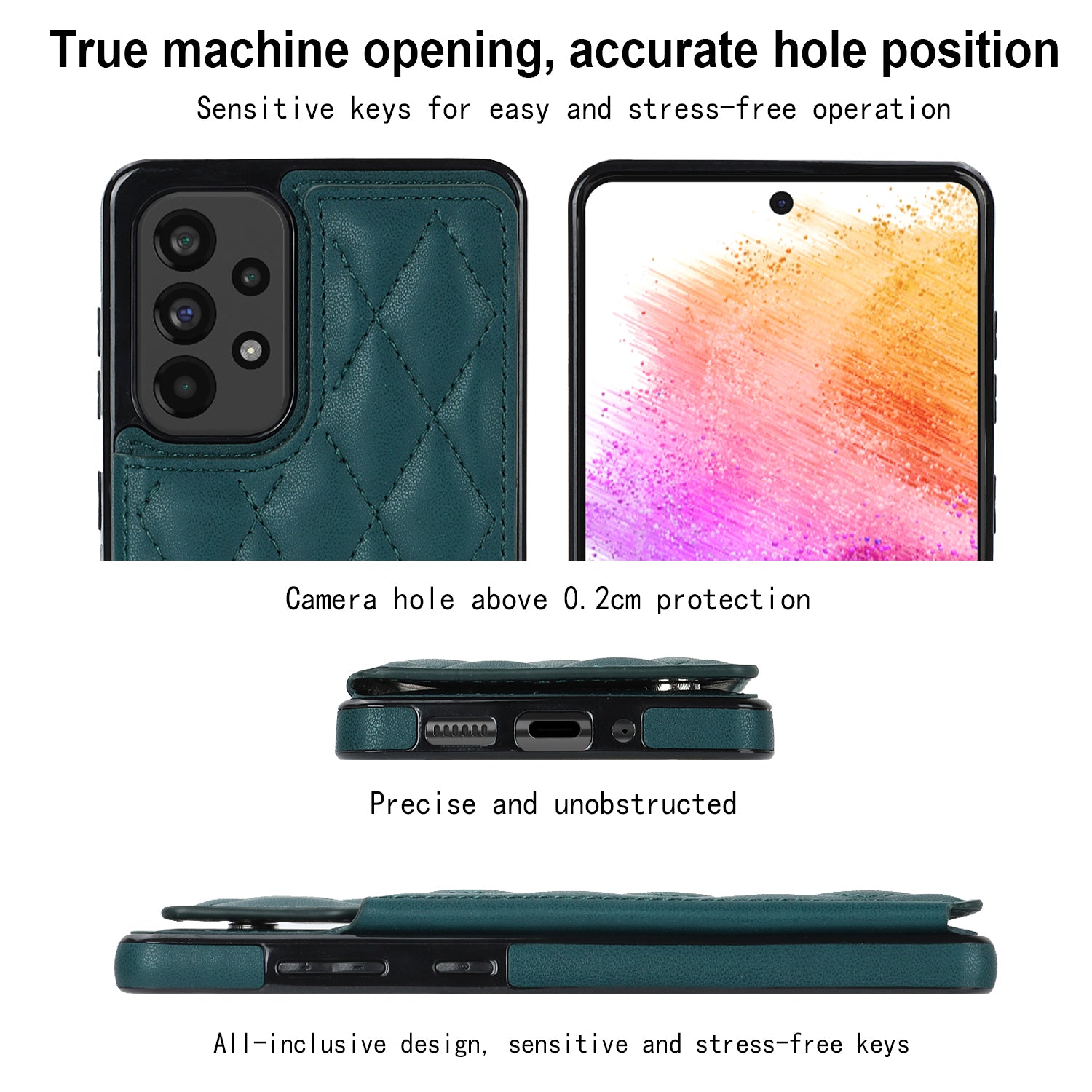 For Samsung Galaxy A73 5G Card Slots Phone Cover PU Leather TPU Kickstand Case with RFID Blocking Design