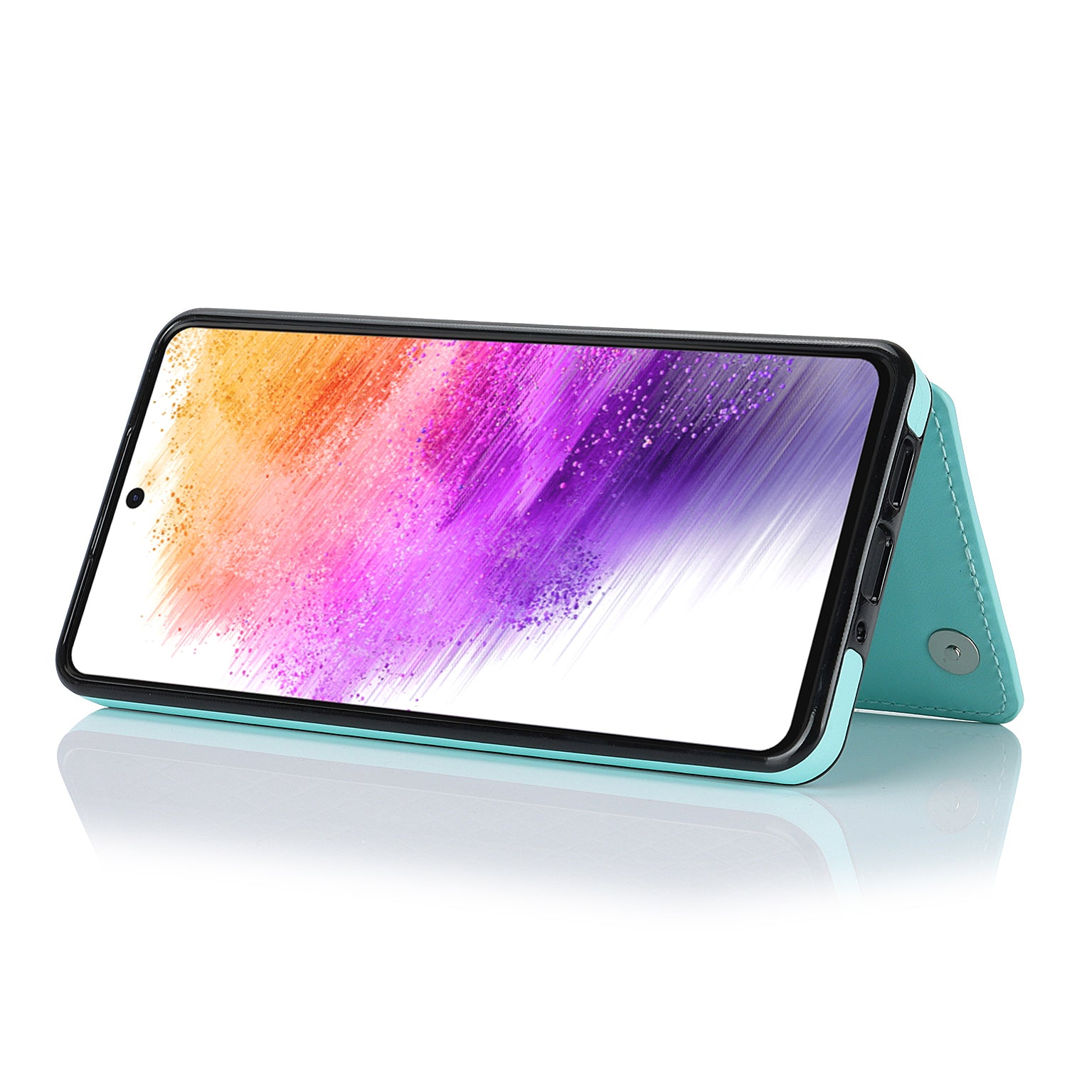 For Samsung Galaxy A73 5G Card Slots Phone Cover PU Leather TPU Kickstand Case with RFID Blocking Design