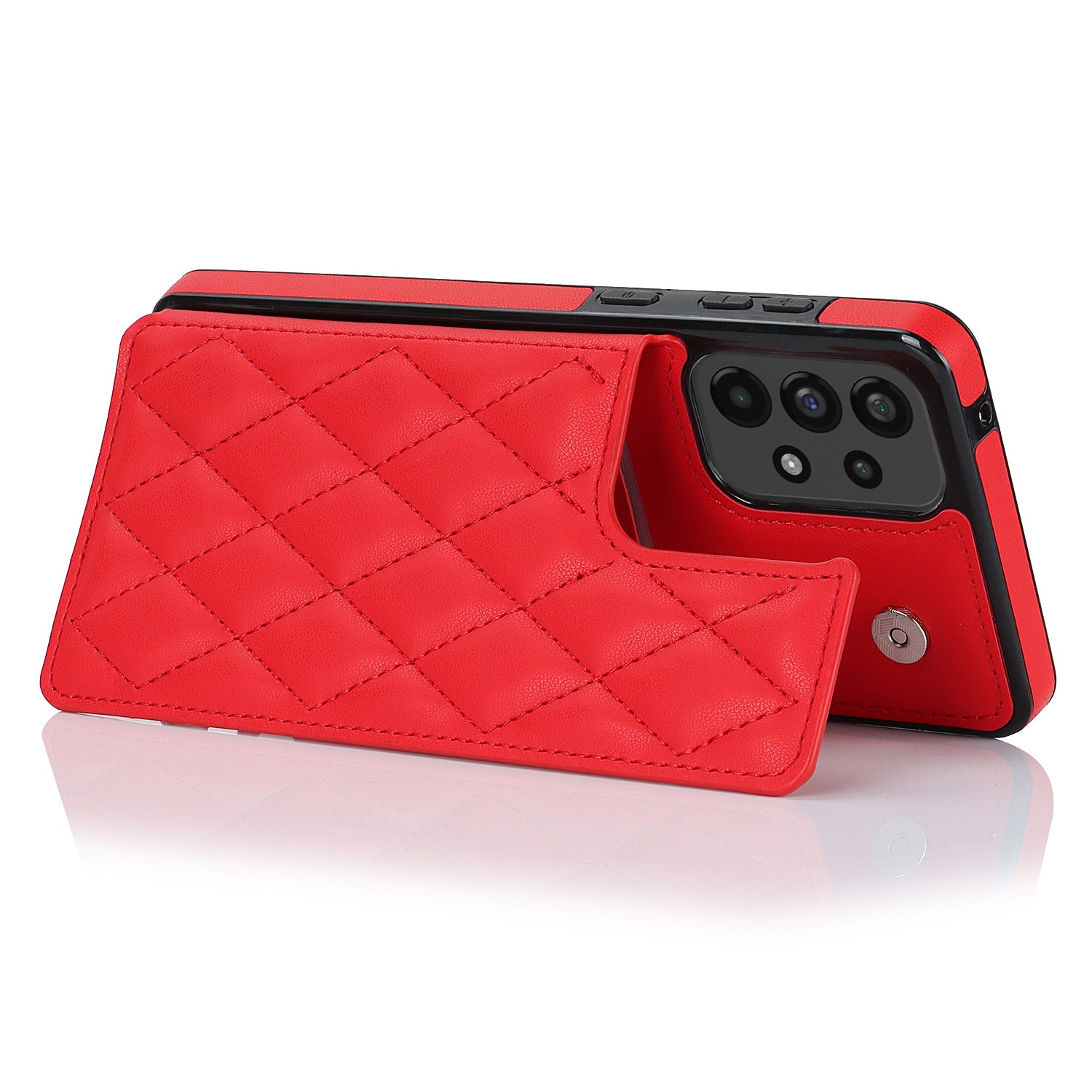 For Samsung Galaxy A73 5G Card Slots Phone Cover PU Leather TPU Kickstand Case with RFID Blocking Design