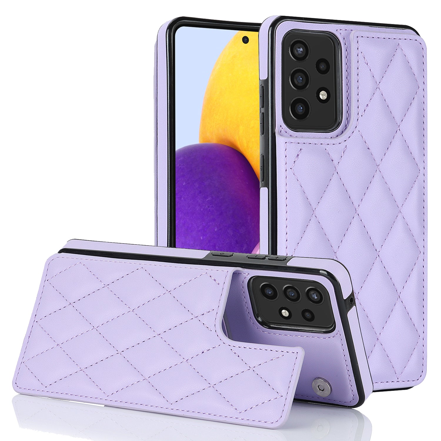 For Samsung Galaxy A72 4G / 5G Card Holder Phone Case Kickstand RFID Blocking PU Leather TPU Cover