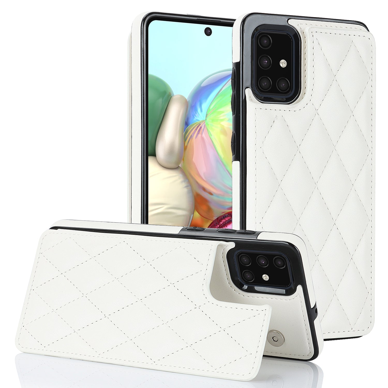 For Samsung Galaxy A51 4G SM-A515 Kickstand Phone Cover RFID Blocking Card Holder Leather TPU Case