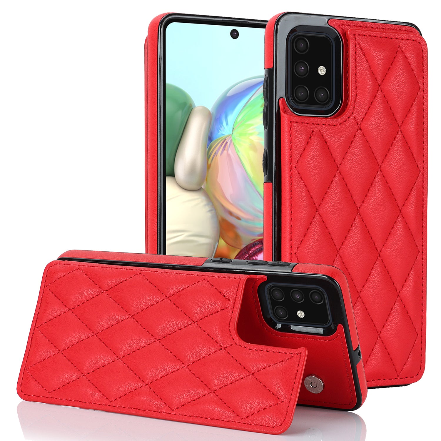 For Samsung Galaxy A51 4G SM-A515 Kickstand Phone Cover RFID Blocking Card Holder Leather TPU Case