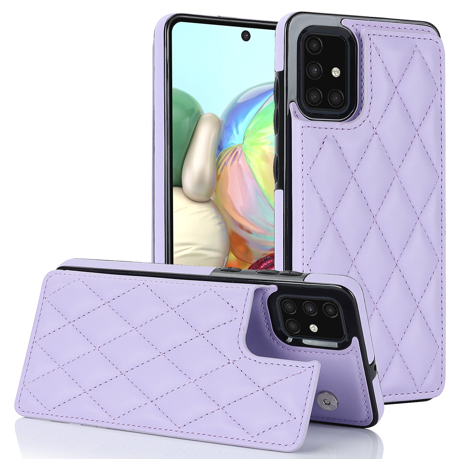 For Samsung Galaxy A51 4G SM-A515 Kickstand Phone Cover RFID Blocking Card Holder Leather TPU Case