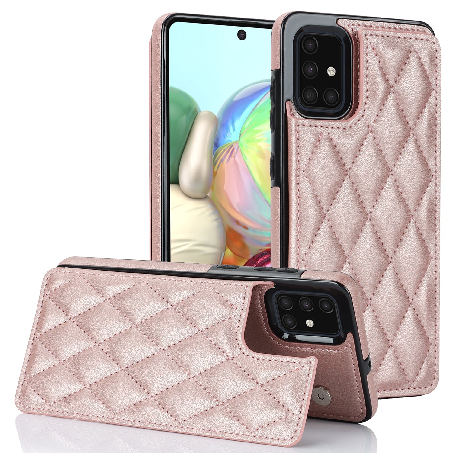 For Samsung Galaxy A51 4G SM-A515 Kickstand Phone Cover RFID Blocking Card Holder Leather TPU Case