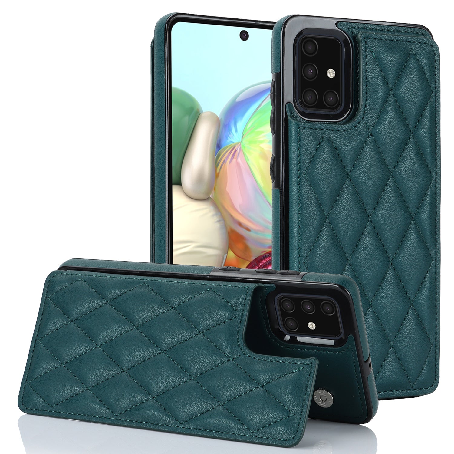 For Samsung Galaxy A71 4G SM-A715 Card Holder Kickstand Case RFID Blocking Leather TPU Phone Cover
