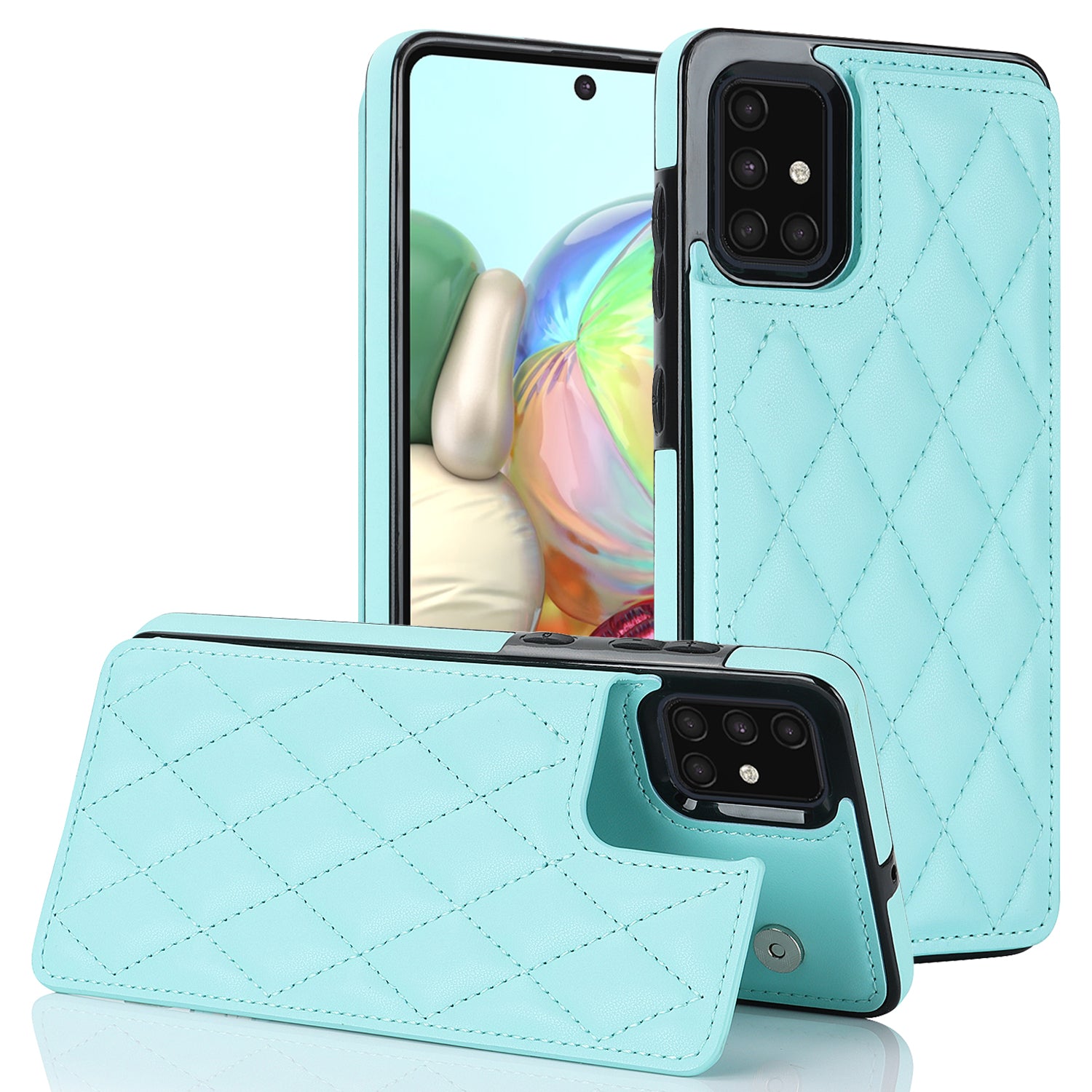 For Samsung Galaxy A71 4G SM-A715 Card Holder Kickstand Case RFID Blocking Leather TPU Phone Cover