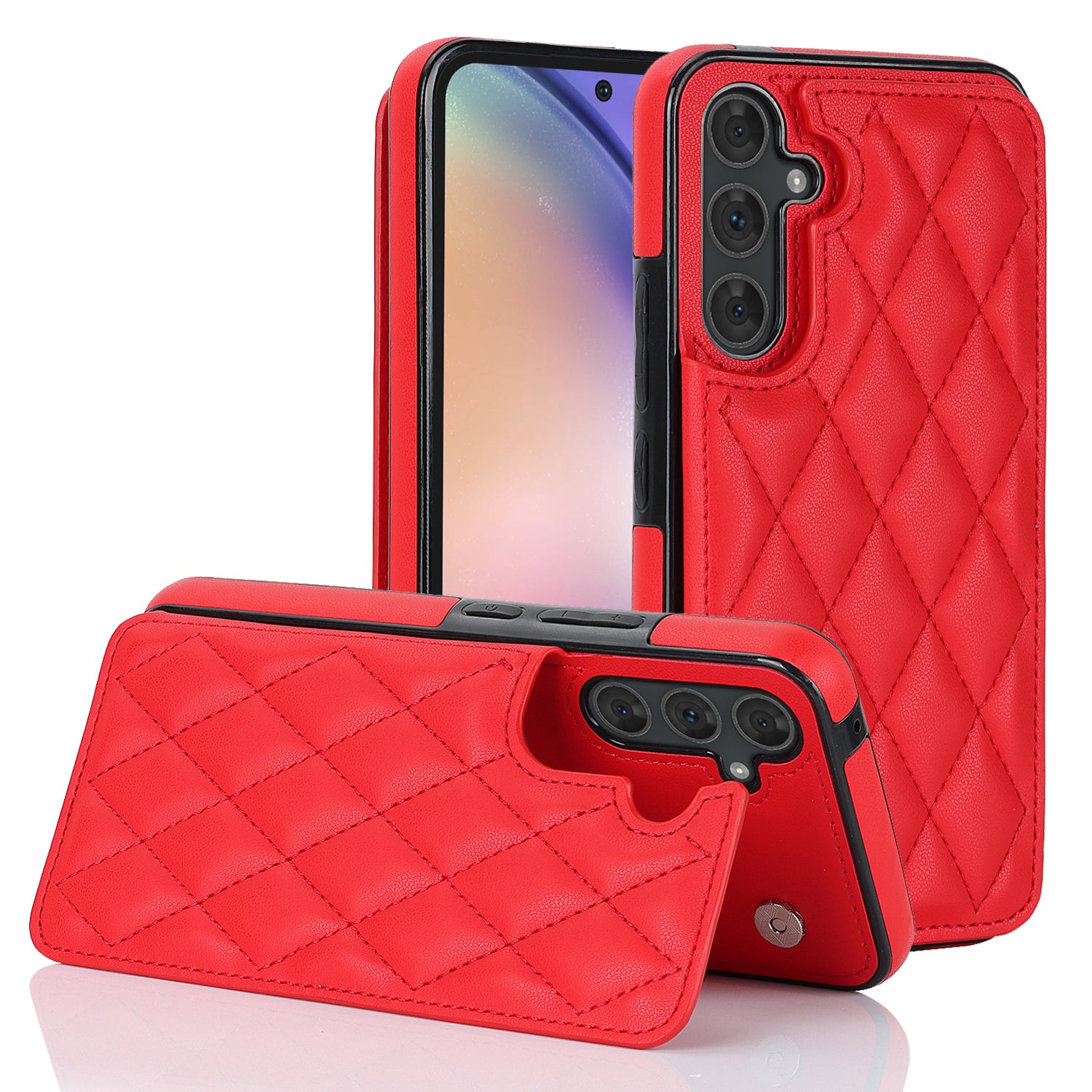 For Samsung Galaxy A54 5G Card Slots Phone Cover RFID Blocking PU Leather TPU Kickstand Case