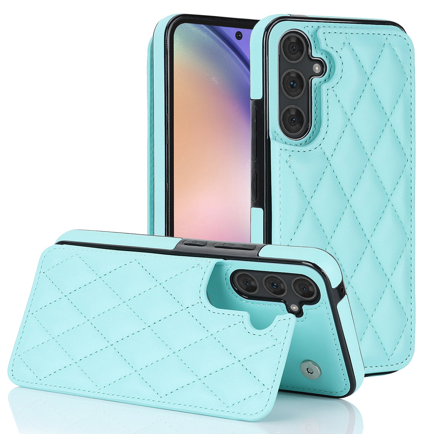 For Samsung Galaxy A54 5G Card Slots Phone Cover RFID Blocking PU Leather TPU Kickstand Case