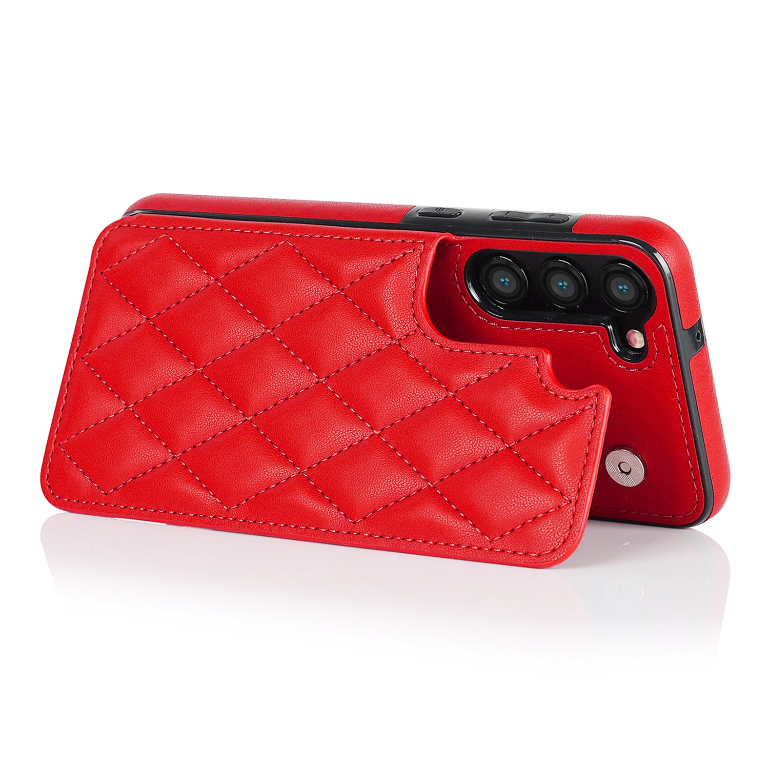 For Samsung Galaxy S22 5G Card Slots RFID Blocking Phone Case Kickstand Leather TPU Cover