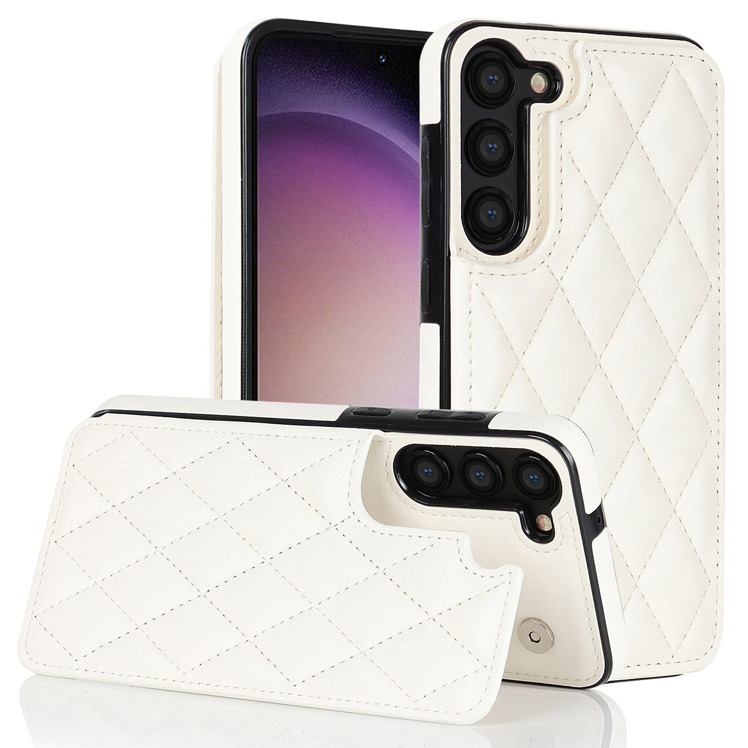 For Samsung Galaxy S22 5G Kickstand Case RFID Blocking Card Slots Leather TPU Phone Cover