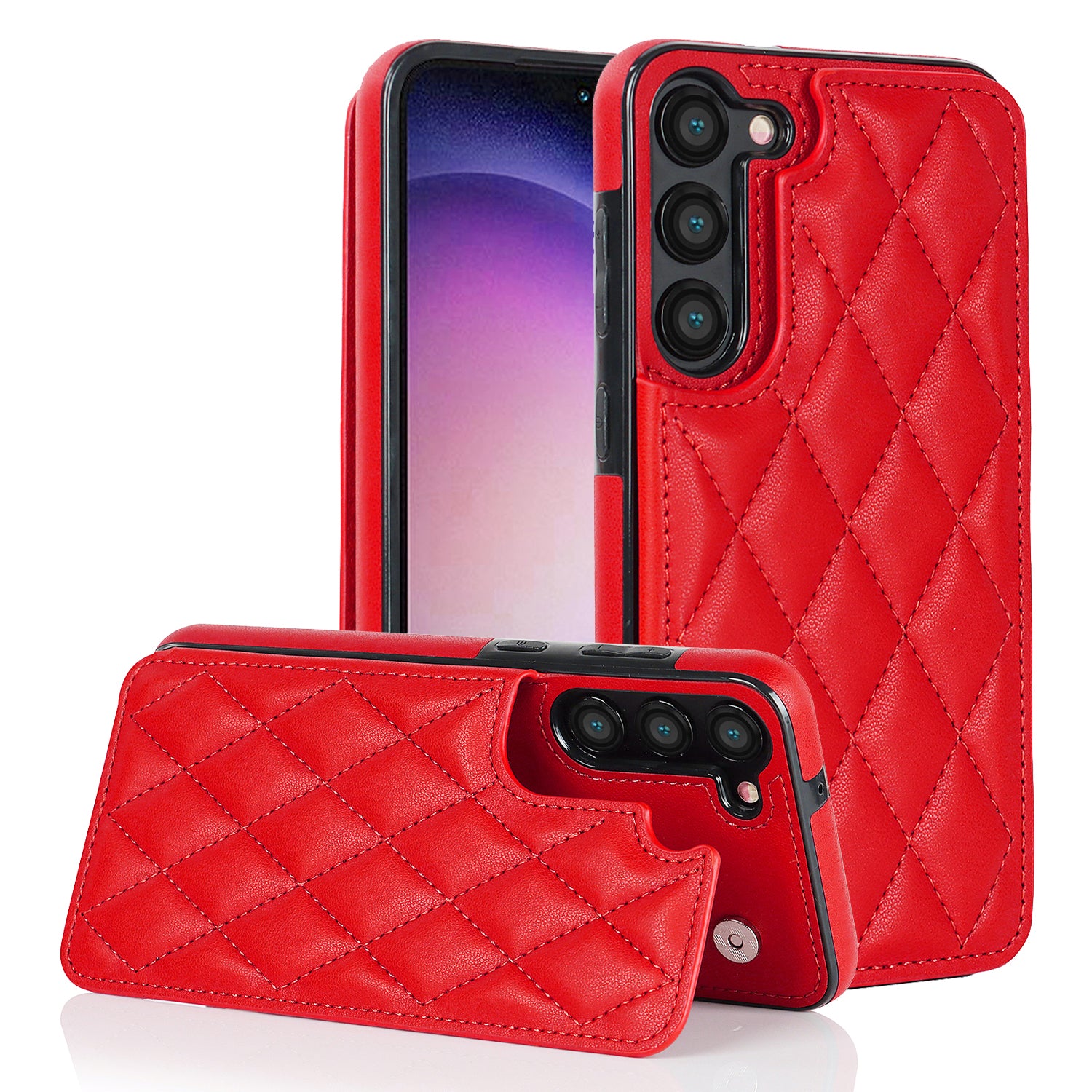 For Samsung Galaxy S22 5G Kickstand Case RFID Blocking Card Slots Leather TPU Phone Cover