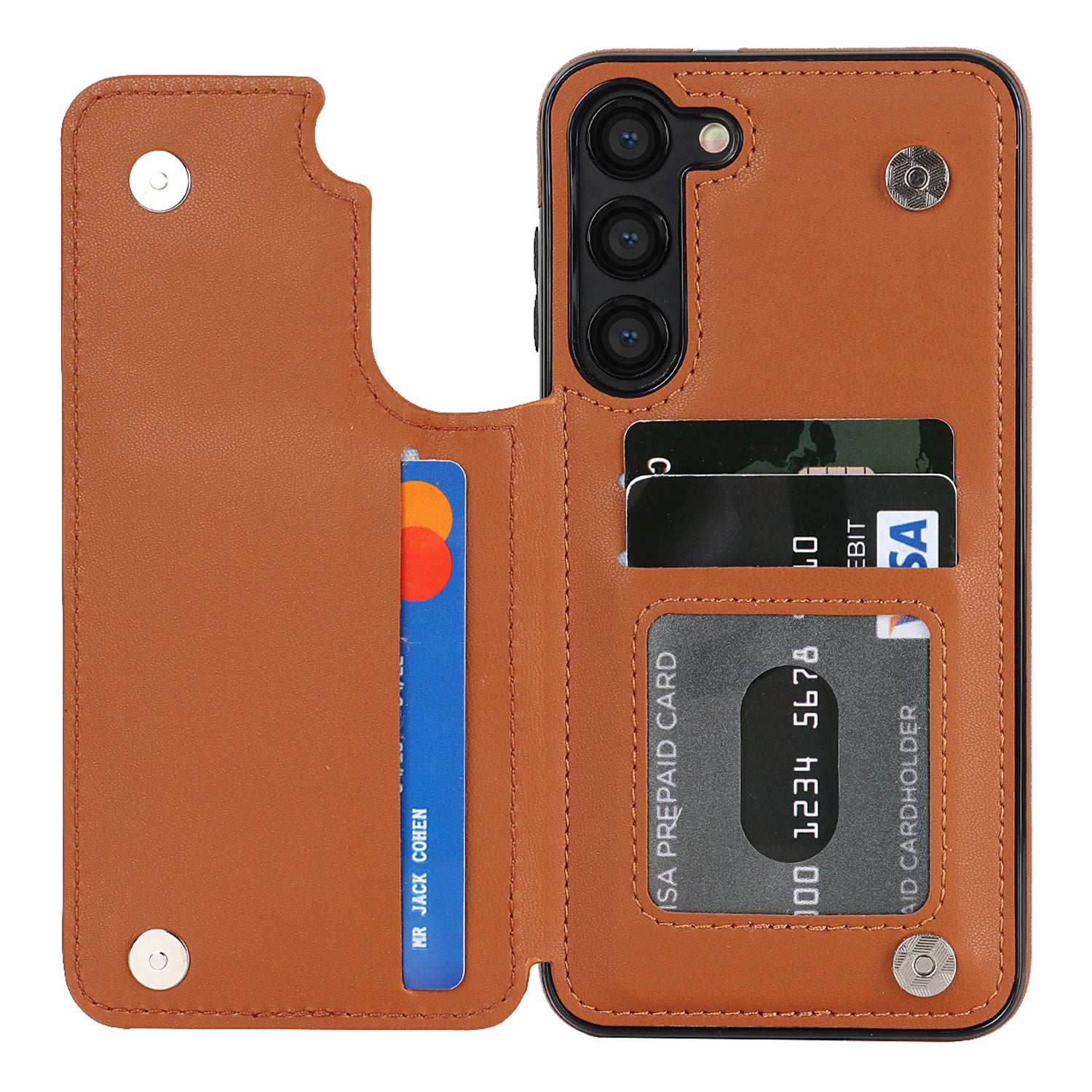 For Samsung Galaxy S22 5G Kickstand Case RFID Blocking Card Slots Leather TPU Phone Cover