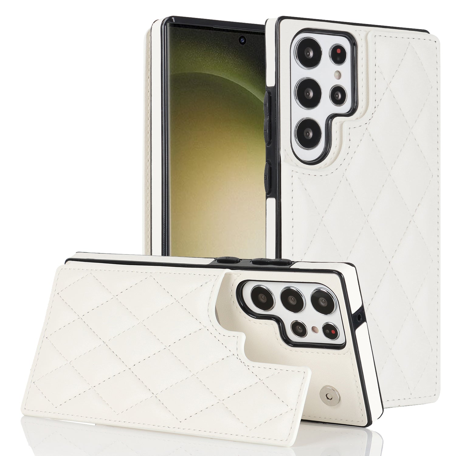 For Samsung Galaxy S22 Ultra 5G RFID Blocking Phone Case Card Holder PU Leather TPU Kickstand Cover