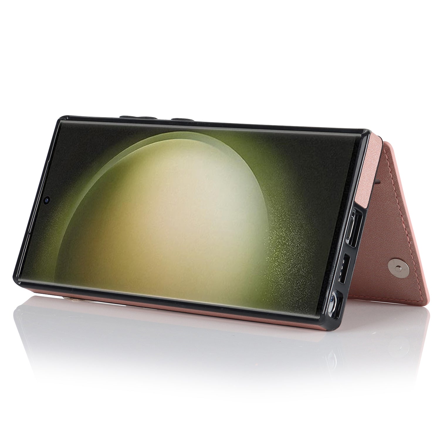 For Samsung Galaxy S22 Ultra 5G RFID Blocking Phone Case Card Holder PU Leather TPU Kickstand Cover