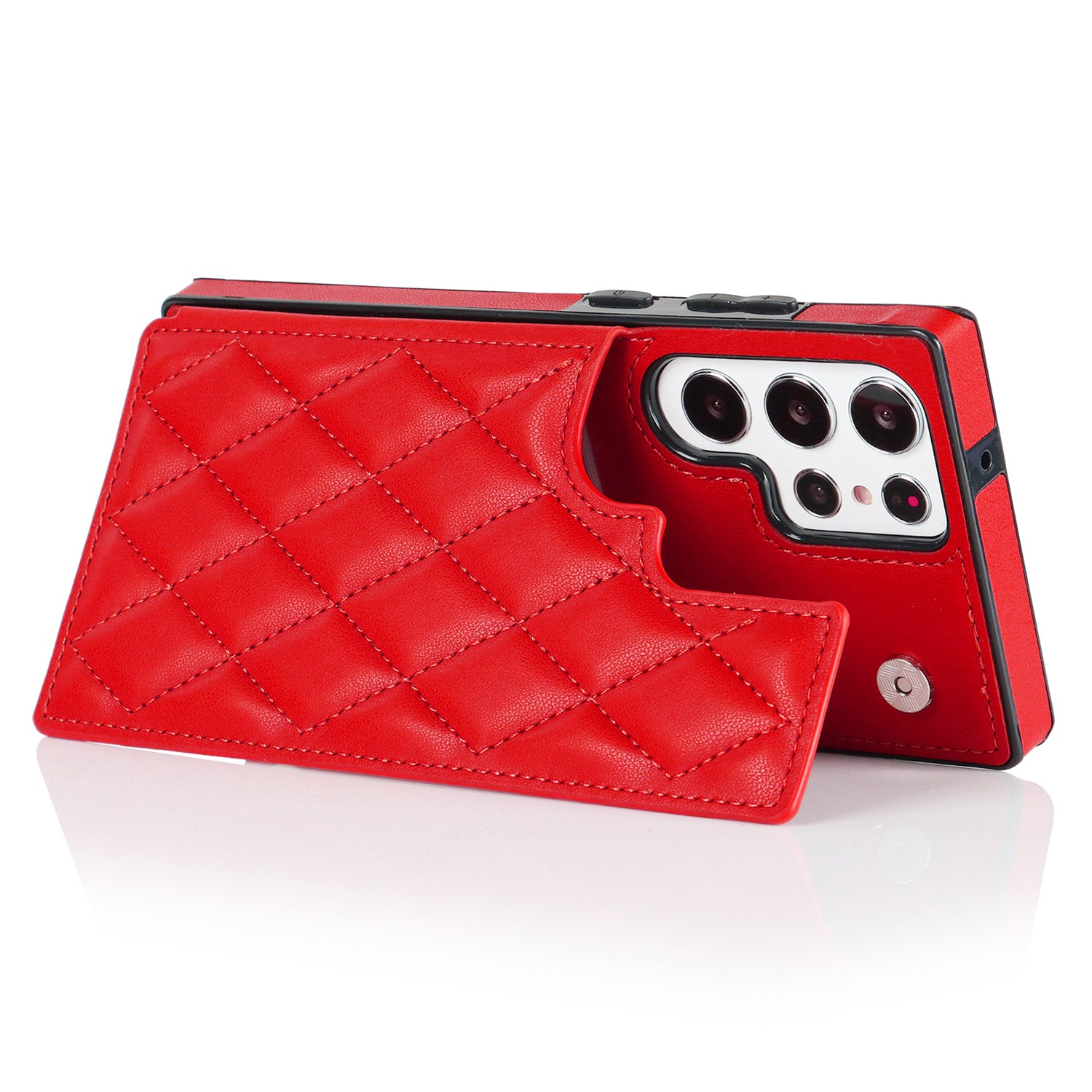 For Samsung Galaxy S22 Ultra 5G RFID Blocking Phone Case Card Holder PU Leather TPU Kickstand Cover