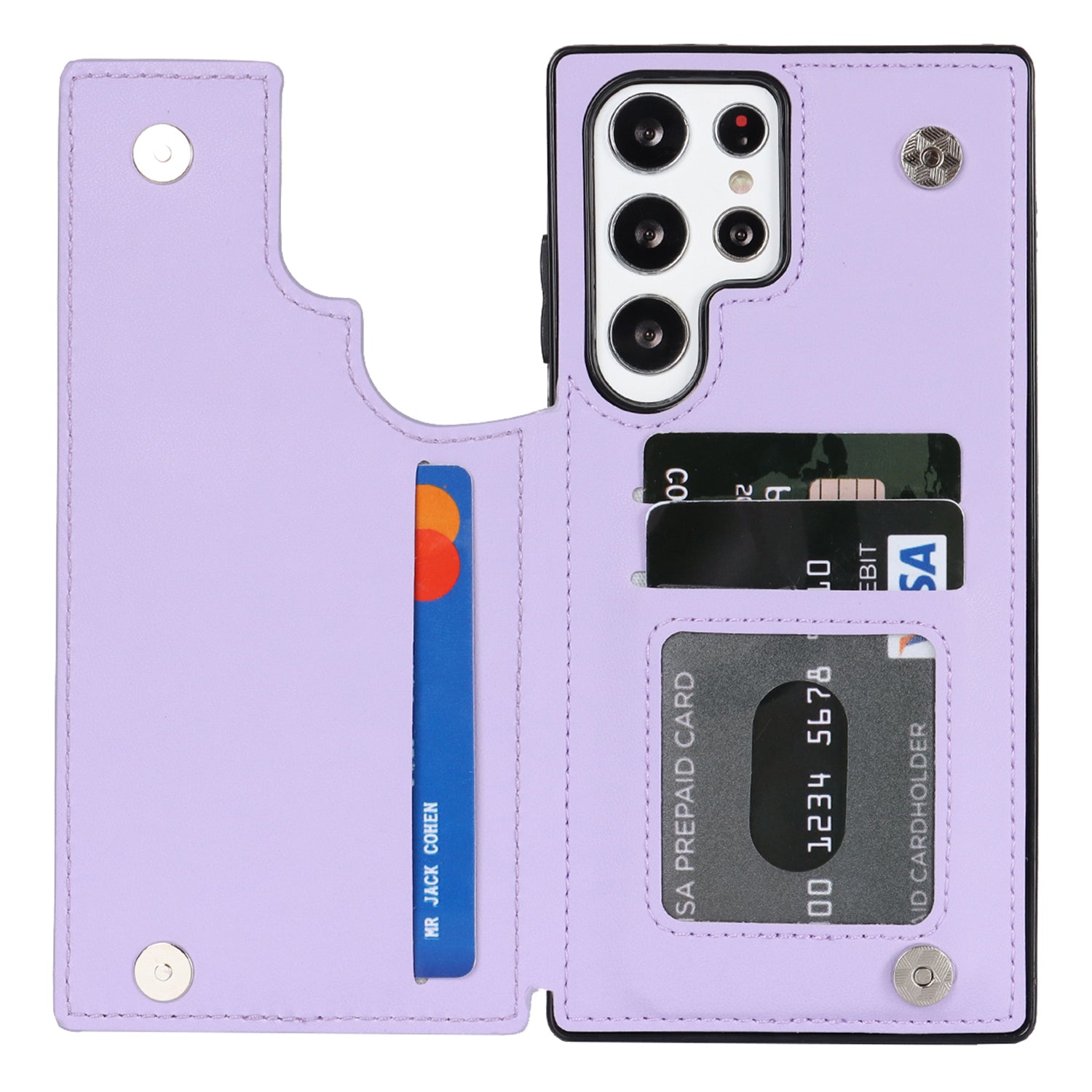 For Samsung Galaxy S22 Ultra 5G RFID Blocking Phone Case Card Holder PU Leather TPU Kickstand Cover