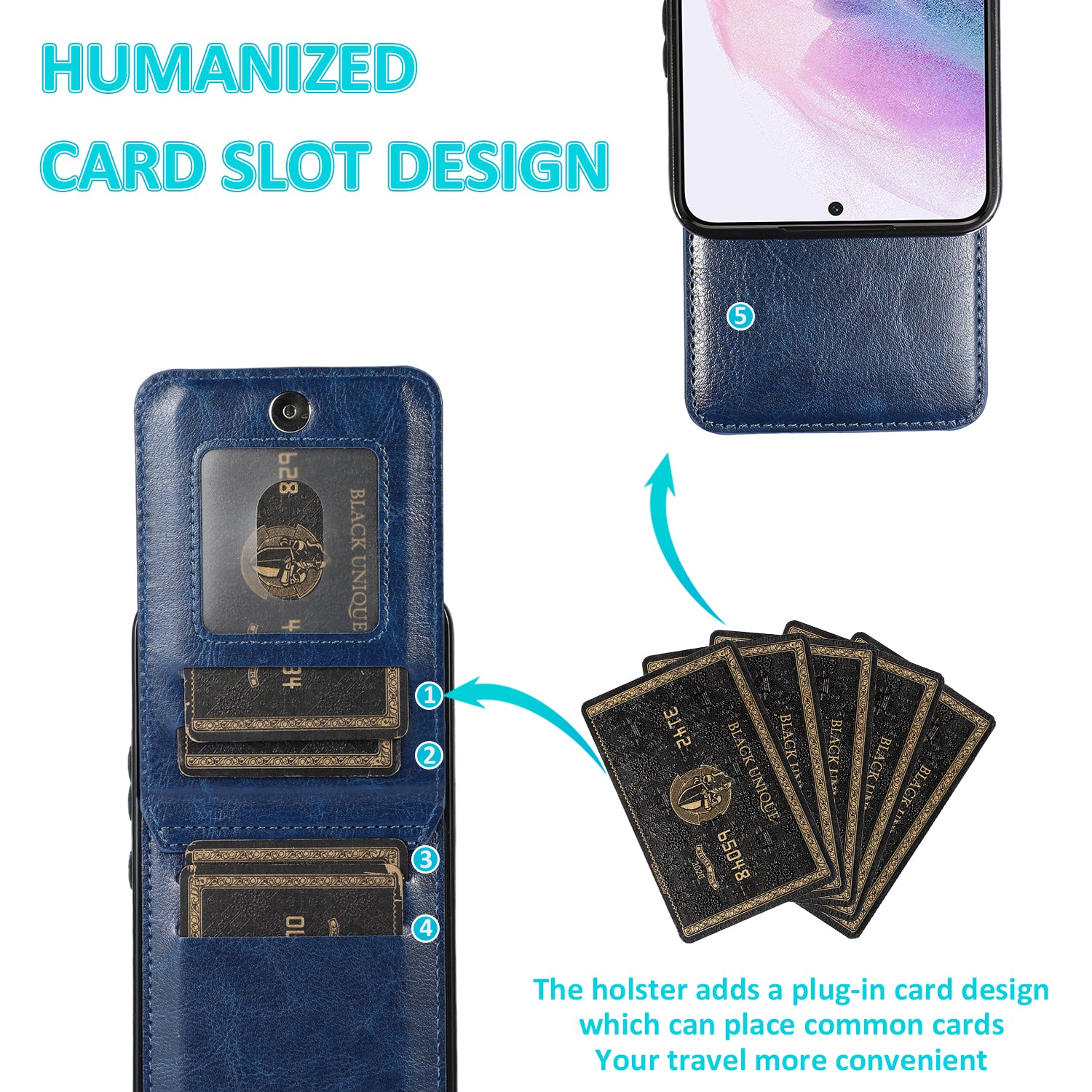 For Samsung Galaxy S23 Kickstand Leather TPU Case Cell Phone Cover with Card Slots