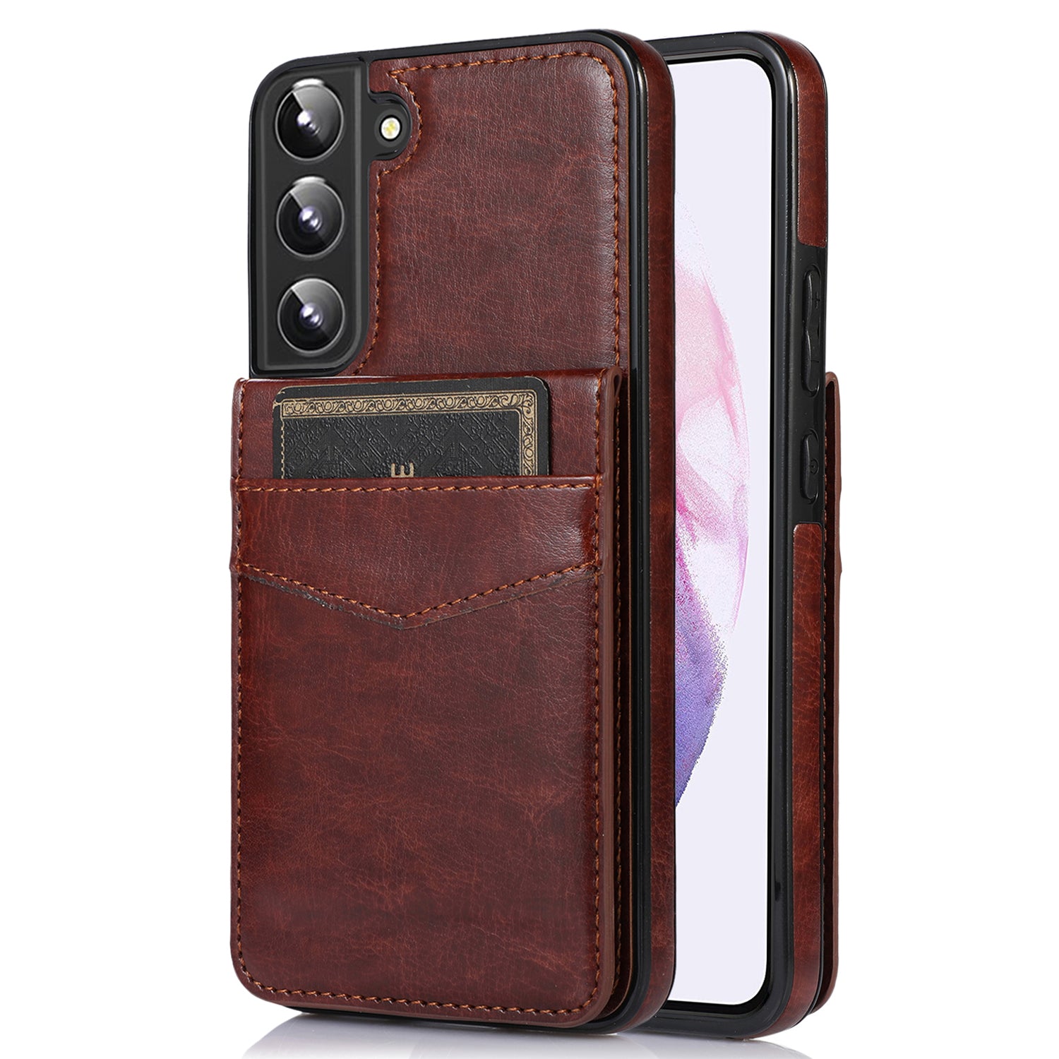 For Samsung Galaxy S23 Kickstand Leather TPU Case Cell Phone Cover with Card Slots