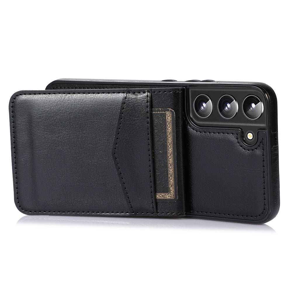 For Samsung Galaxy S22 5G Kickstand Cell Phone Cover Card Holder PU Leather TPU Phone Case