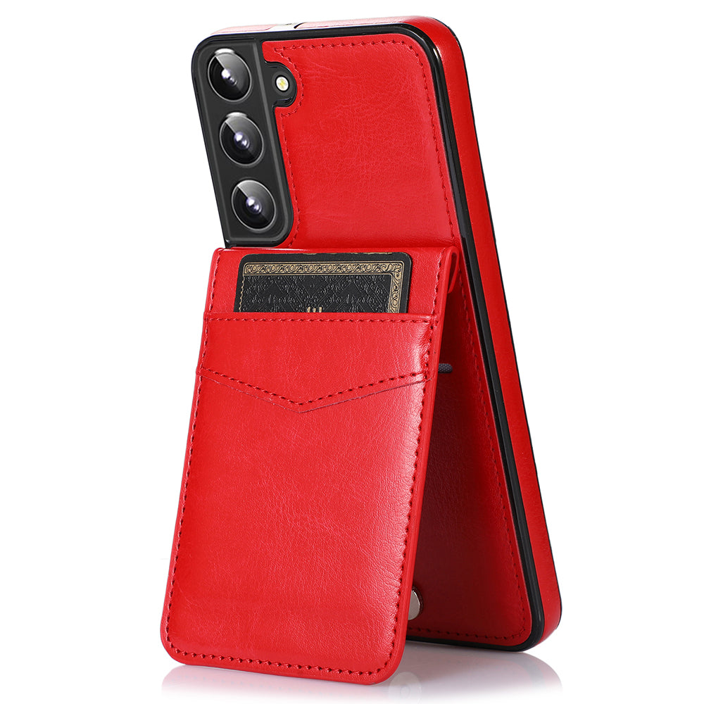 For Samsung Galaxy S22 5G Kickstand Cell Phone Cover Card Holder PU Leather TPU Phone Case