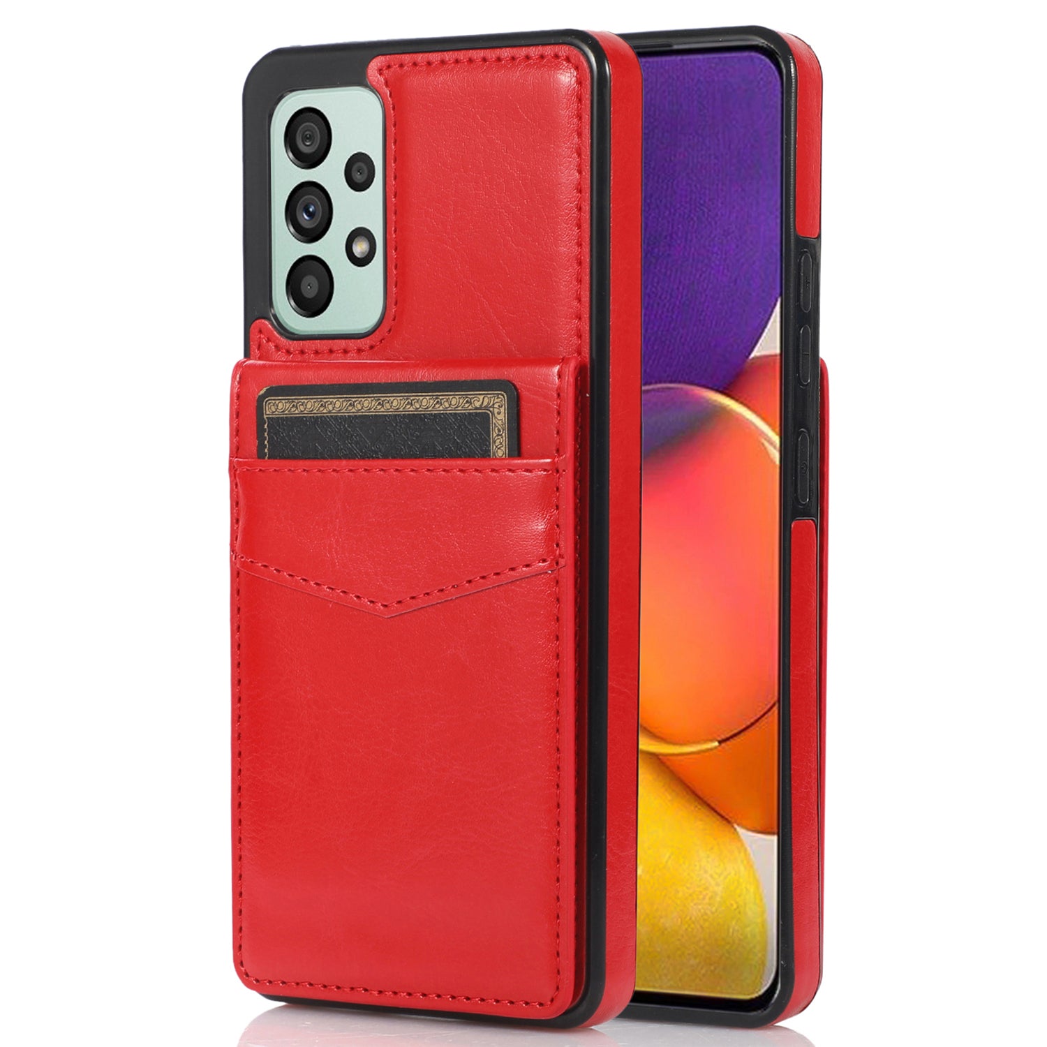 Kickstand Cell Phone Cover for Samsung Galaxy A73 5G Card Holder PU Leather TPU Phone Case