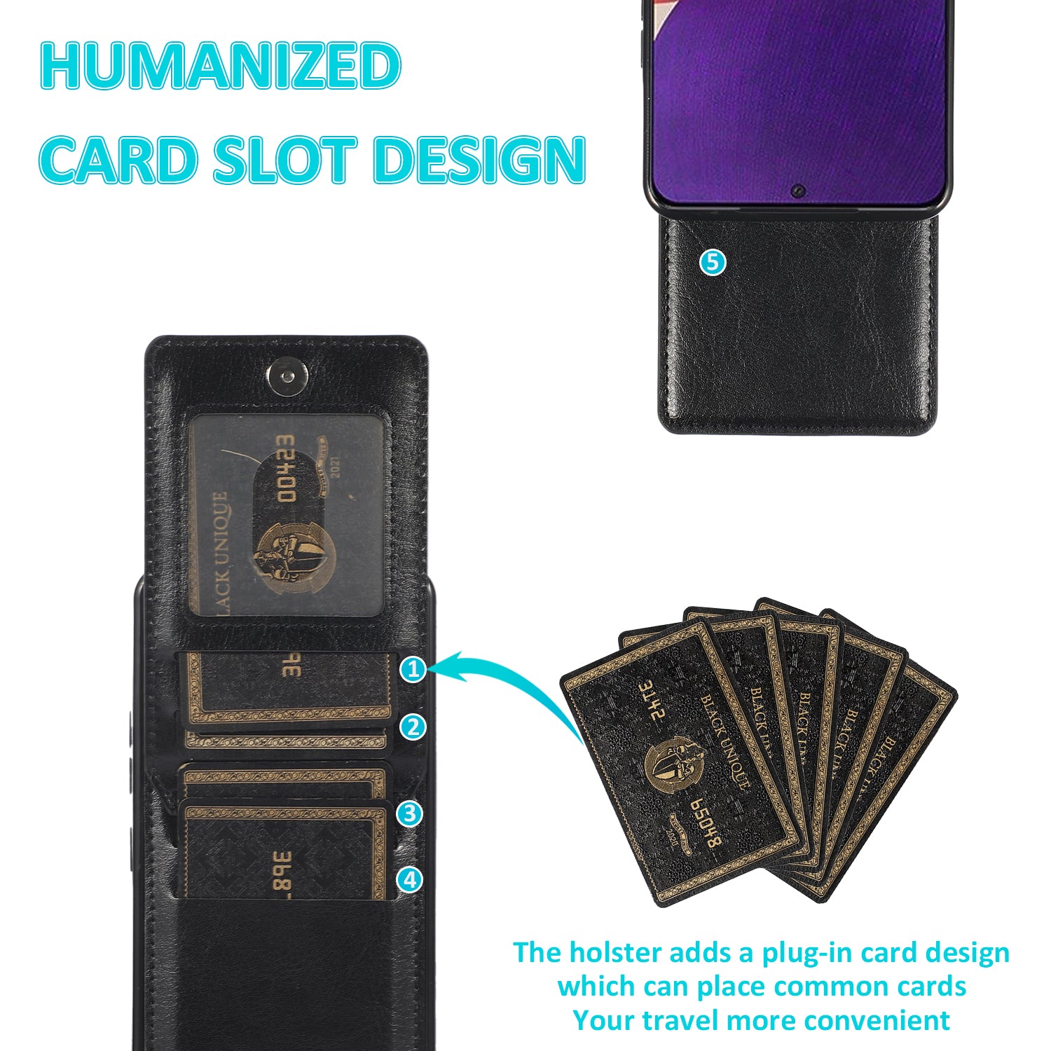 PU Leather TPU Phone Shell for Samsung Galaxy A53 5G Card Holder Kickstand Cell Phone Case Cover