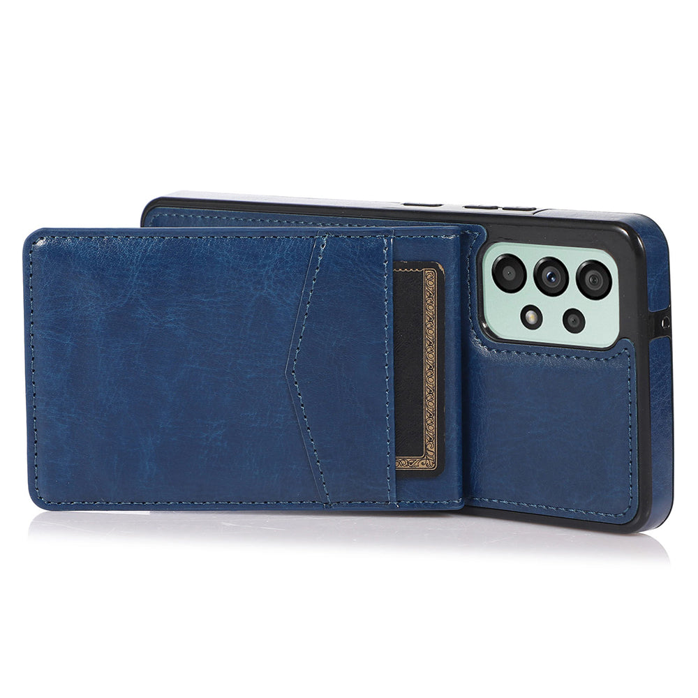 For Samsung Galaxy A33 5G Slim-fit Phone Cover PU Leather TPU Case with Kickstand Card Holder