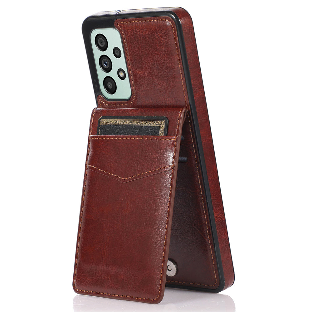 For Samsung Galaxy A33 5G Slim-fit Phone Cover PU Leather TPU Case with Kickstand Card Holder