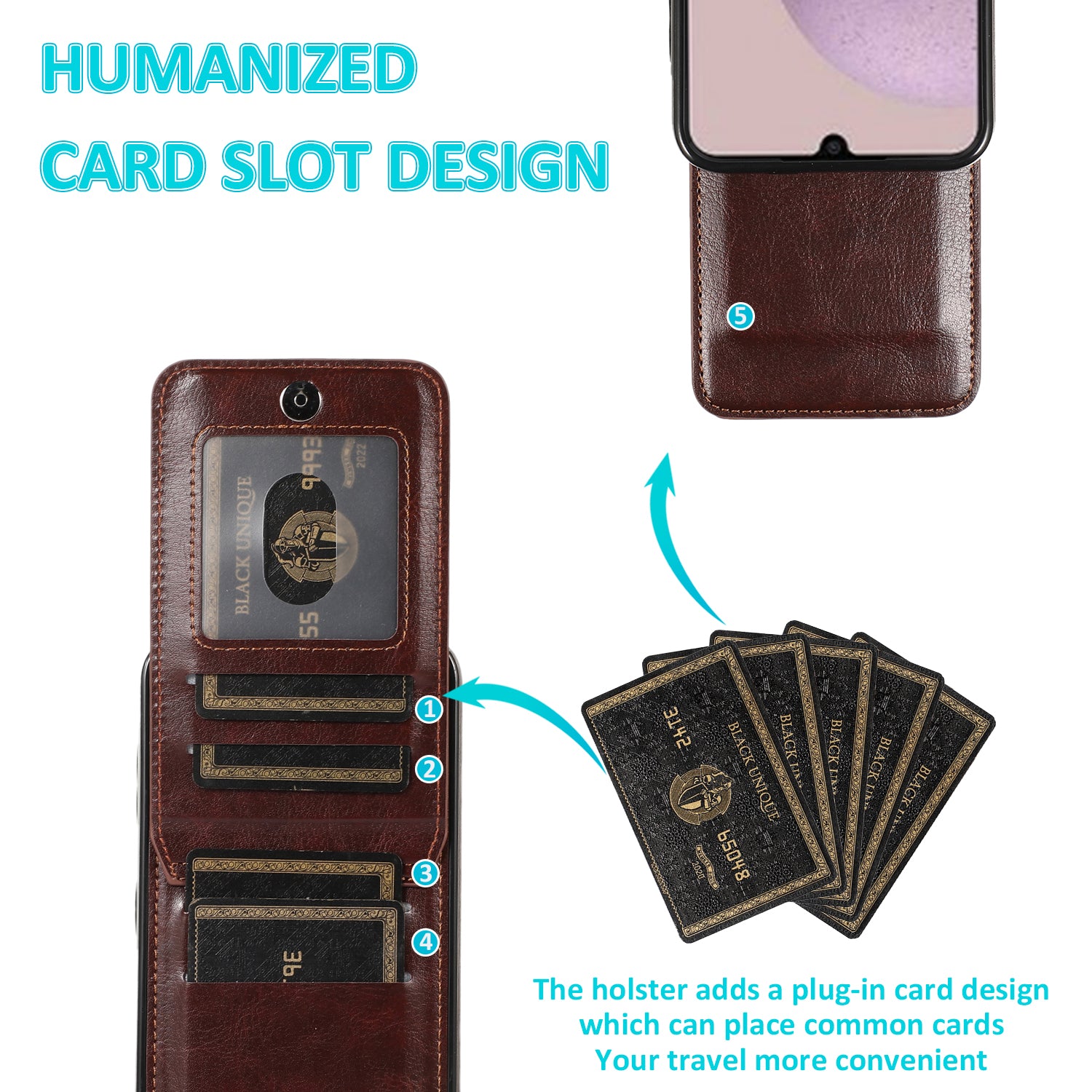 For Samsung Galaxy A14 5G / 4G PU Leather TPU Kickstand Case Card Holder Cell Phone Cover