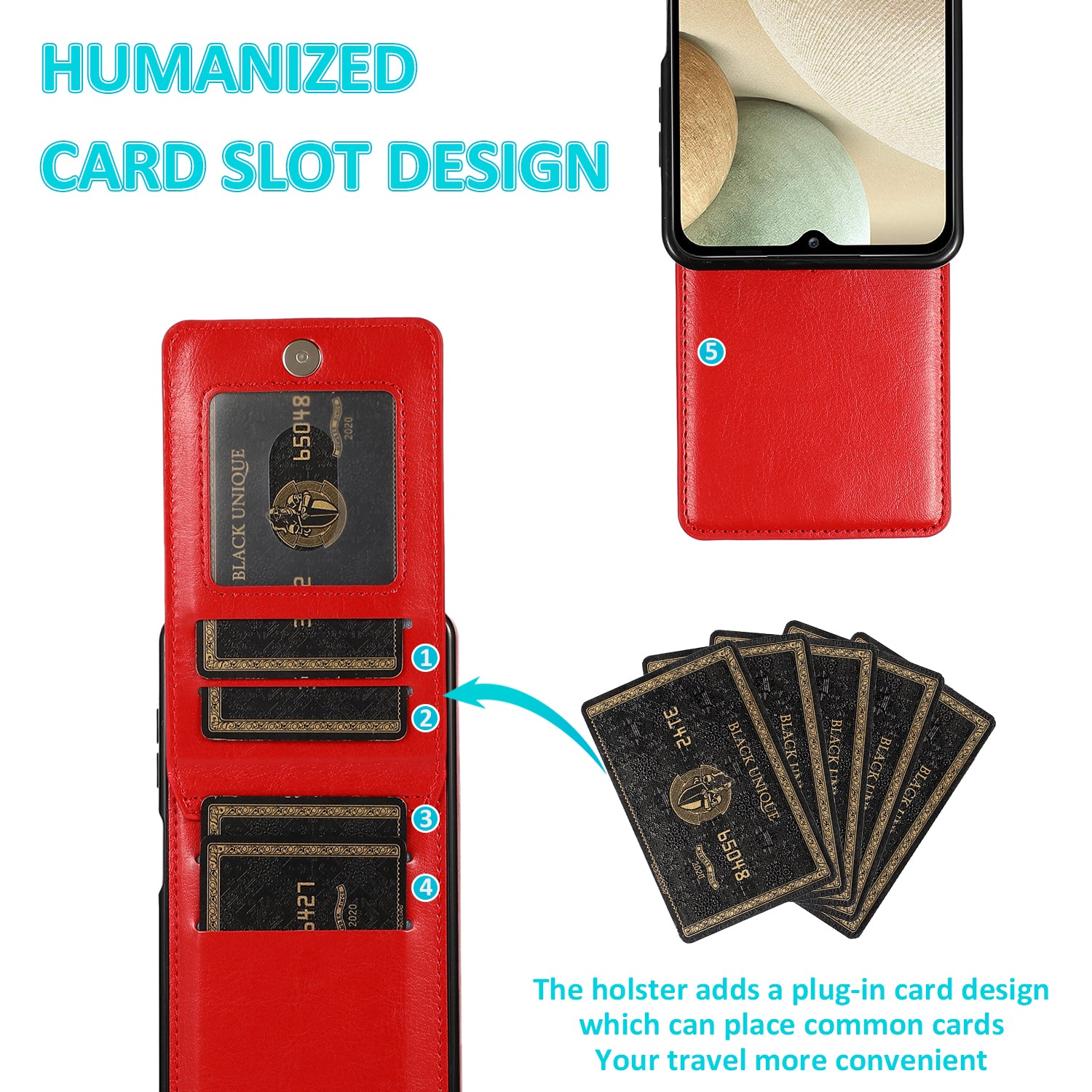 For Samsung Galaxy A12 Cell Phone Cover Stable Kickstand Card Holder PU Leather TPU Phone Case