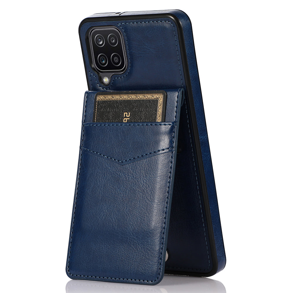 For Samsung Galaxy A12 Cell Phone Cover Stable Kickstand Card Holder PU Leather TPU Phone Case