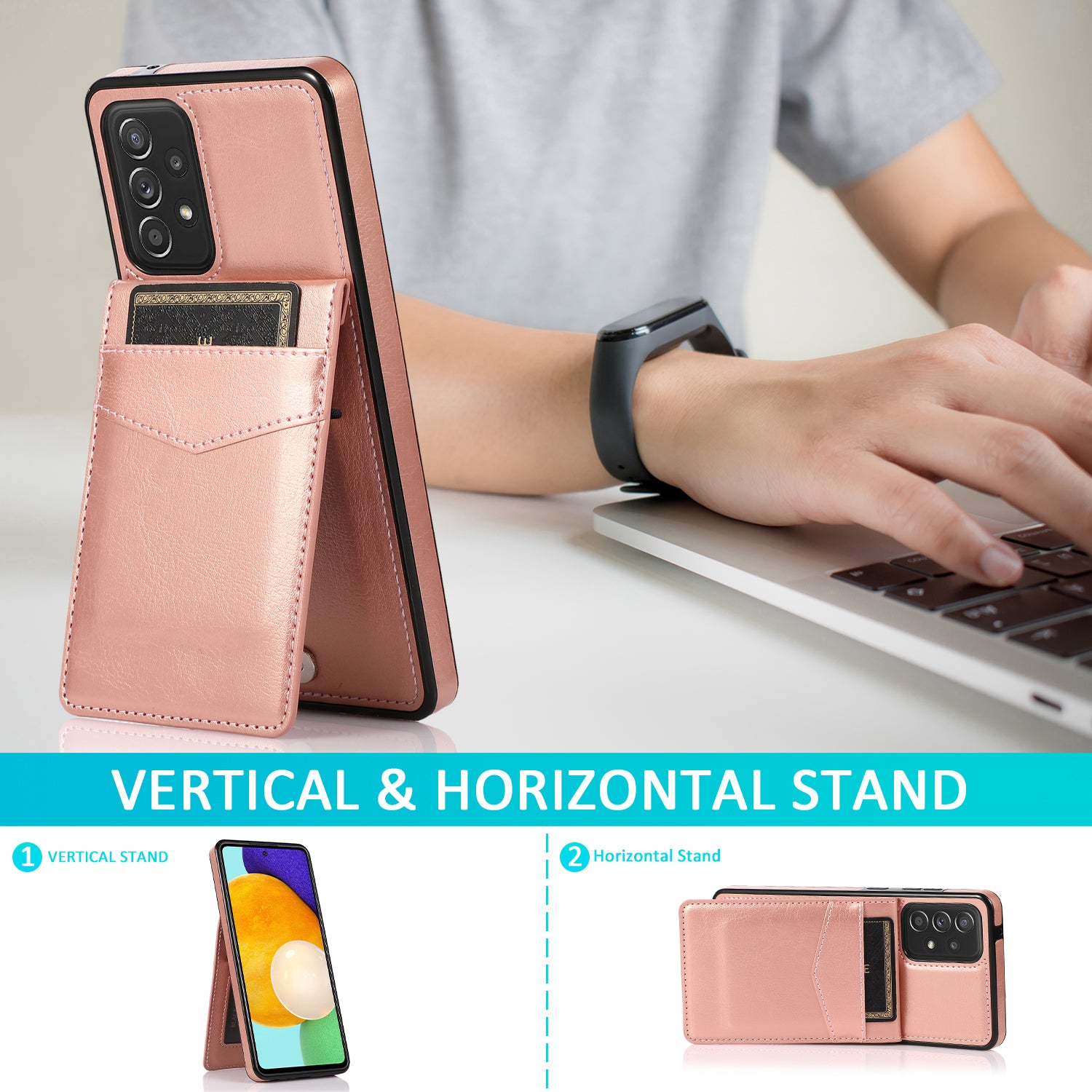 For Samsung Galaxy A52s 5G / A52 5G / A52 4G Anti-Scatch Shell Phone Cover Kickstand Card Holder PU Leather TPU Case