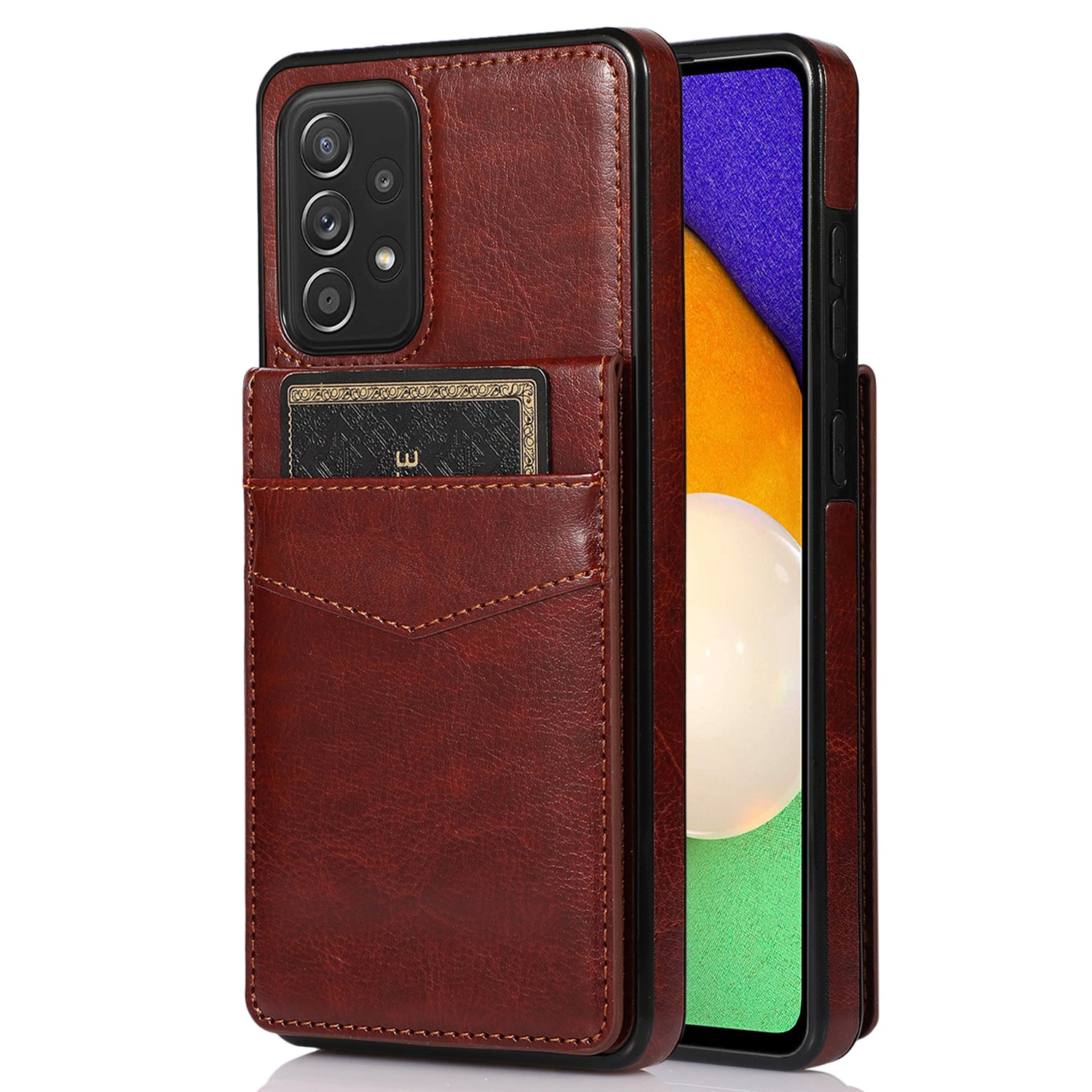 For Samsung Galaxy A52s 5G / A52 5G / A52 4G Anti-Scatch Shell Phone Cover Kickstand Card Holder PU Leather TPU Case