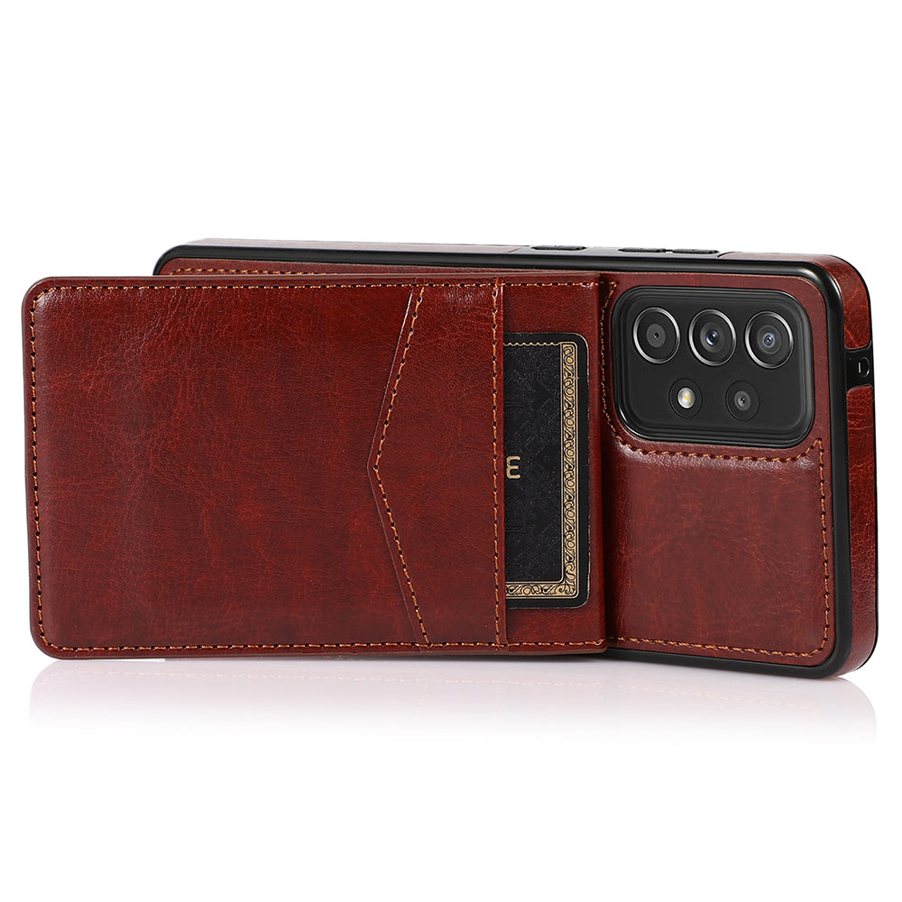 For Samsung Galaxy A52s 5G / A52 5G / A52 4G Anti-Scatch Shell Phone Cover Kickstand Card Holder PU Leather TPU Case