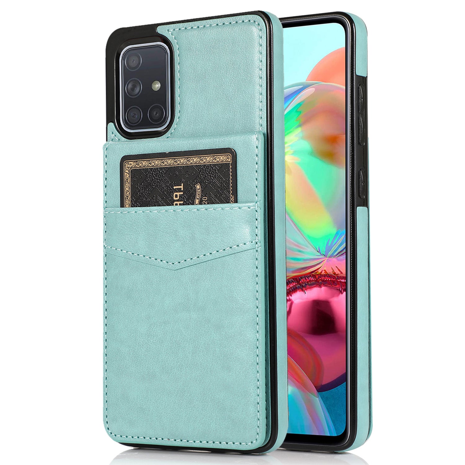 For Samsung Galaxy A71 4G SM-A715 Card Holder Phone Case Leather TPU Phone Kickstand Cover