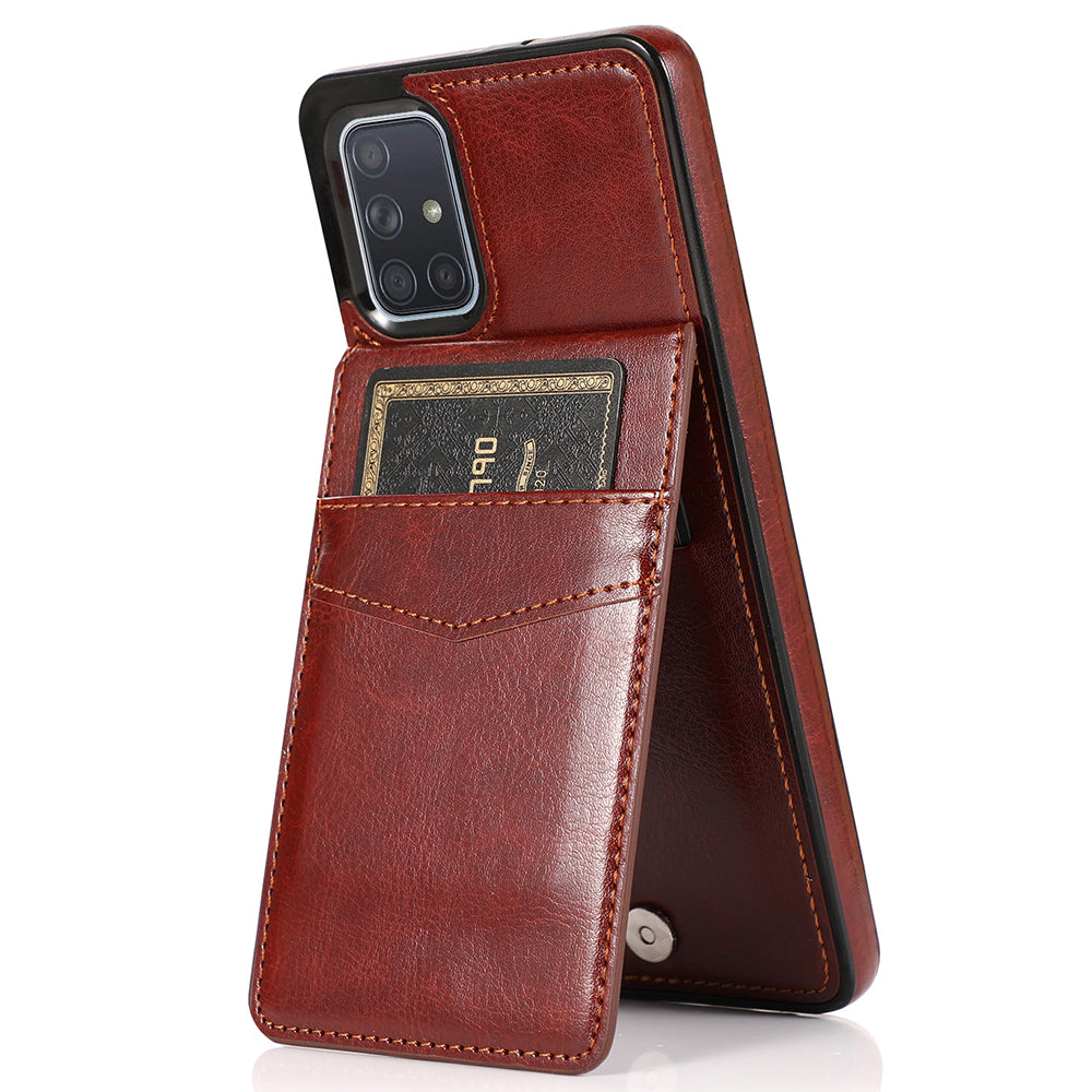 For Samsung Galaxy A71 4G SM-A715 Card Holder Phone Case Leather TPU Phone Kickstand Cover