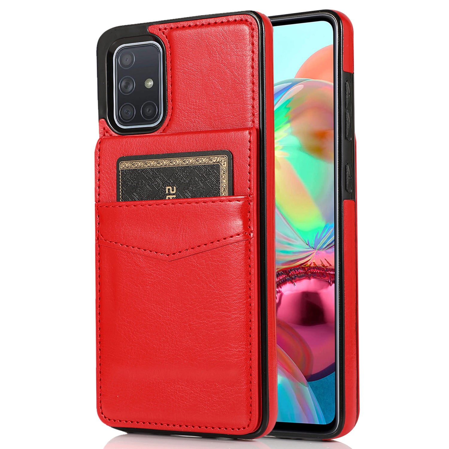 For Samsung Galaxy A71 4G SM-A715 Card Holder Phone Case Leather TPU Phone Kickstand Cover