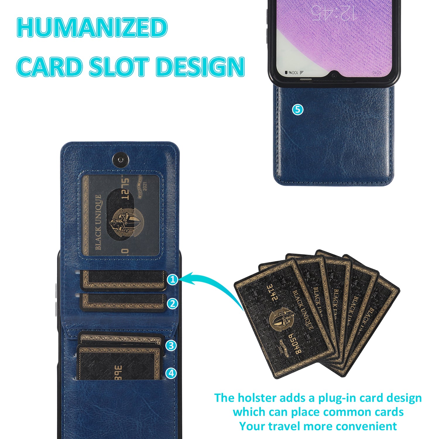 For Samsung Galaxy A32 5G / M32 5G Card Holder Phone Case Kickstand Leather Coated TPU Cover